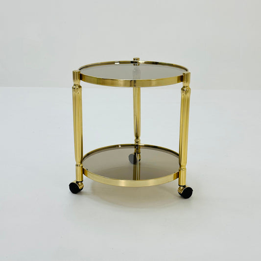 Mid-century italian brass and smoked glass bar cart, 1970s