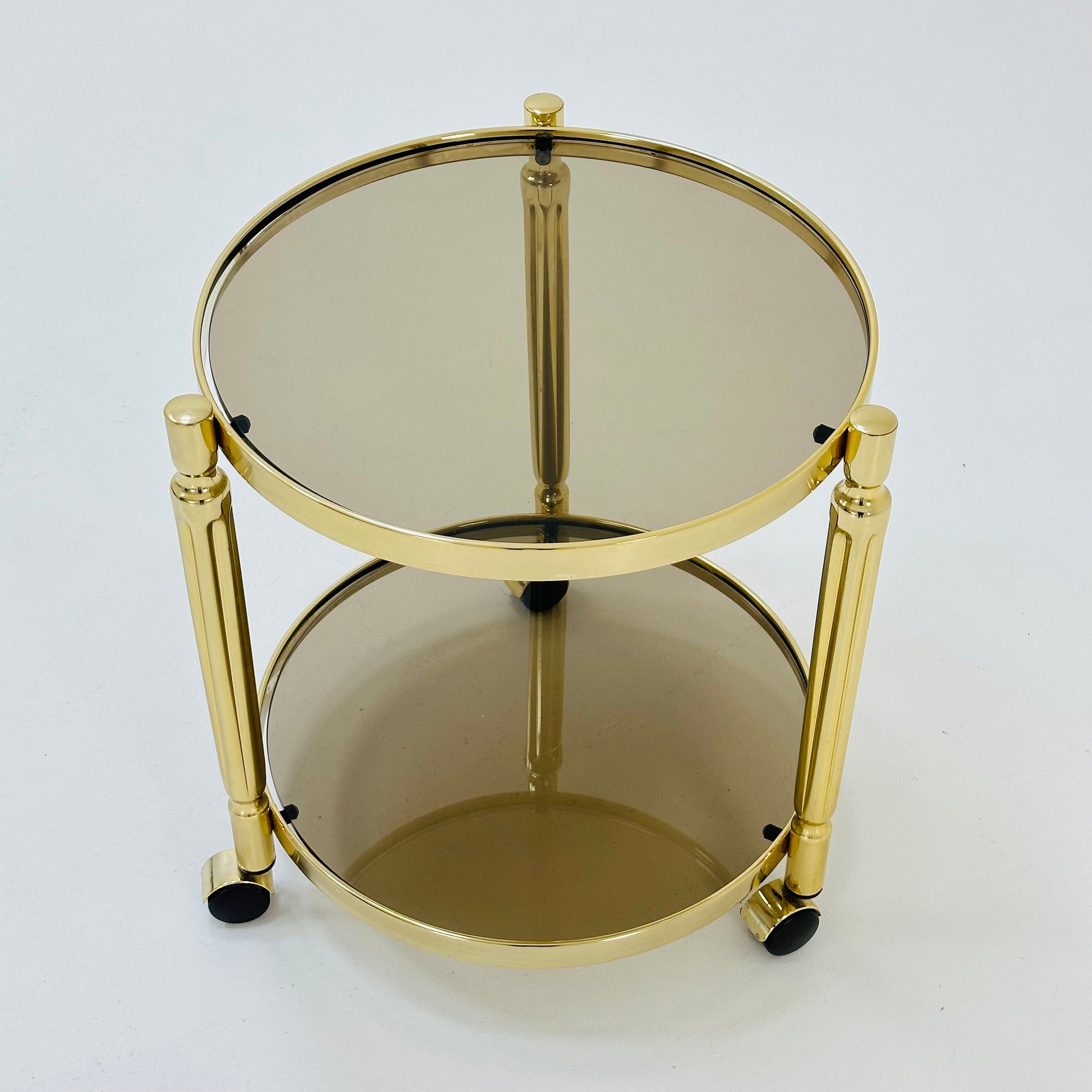 Mid-century italian brass and smoked glass bar cart, 1970s