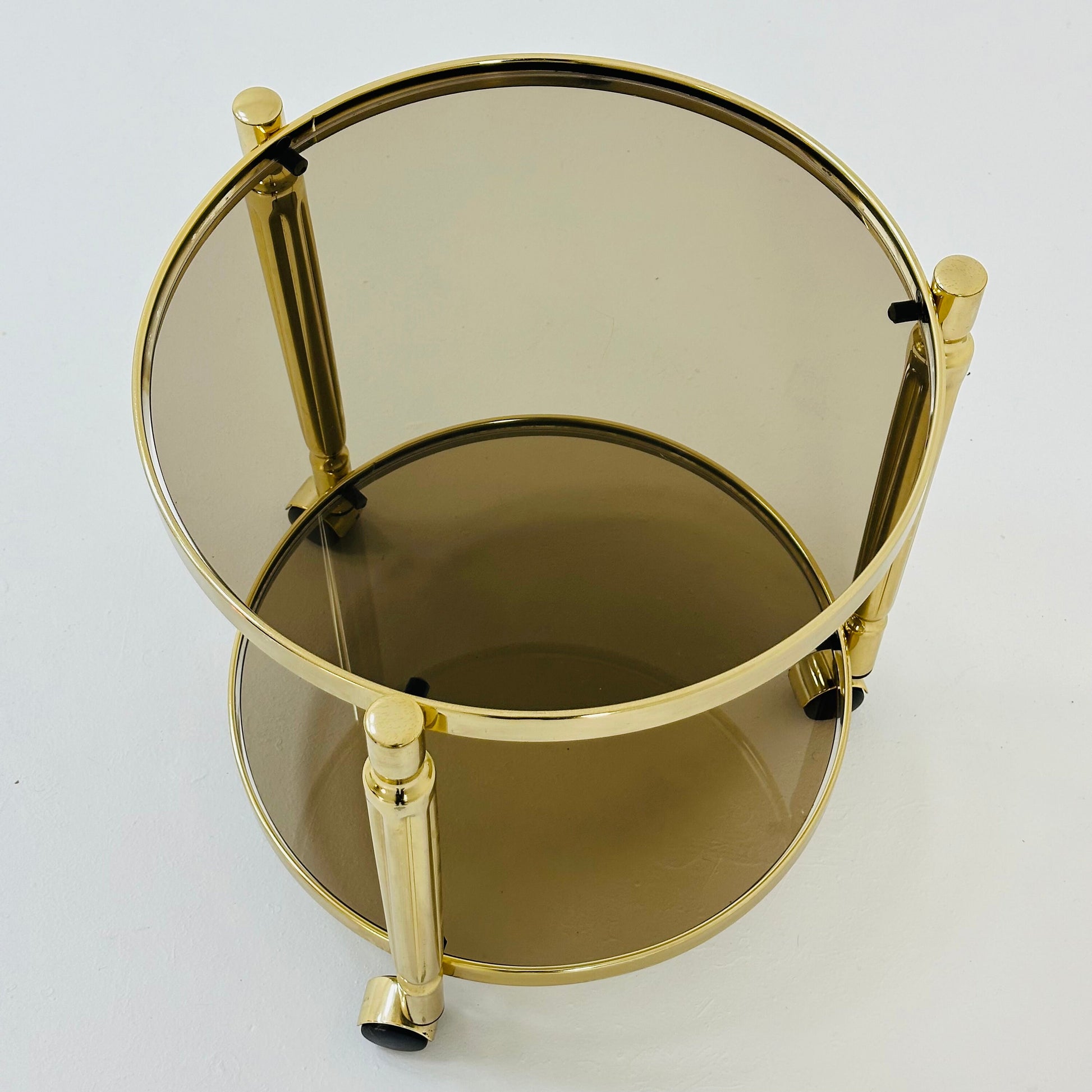 Mid-century italian brass and smoked glass bar cart, 1970s