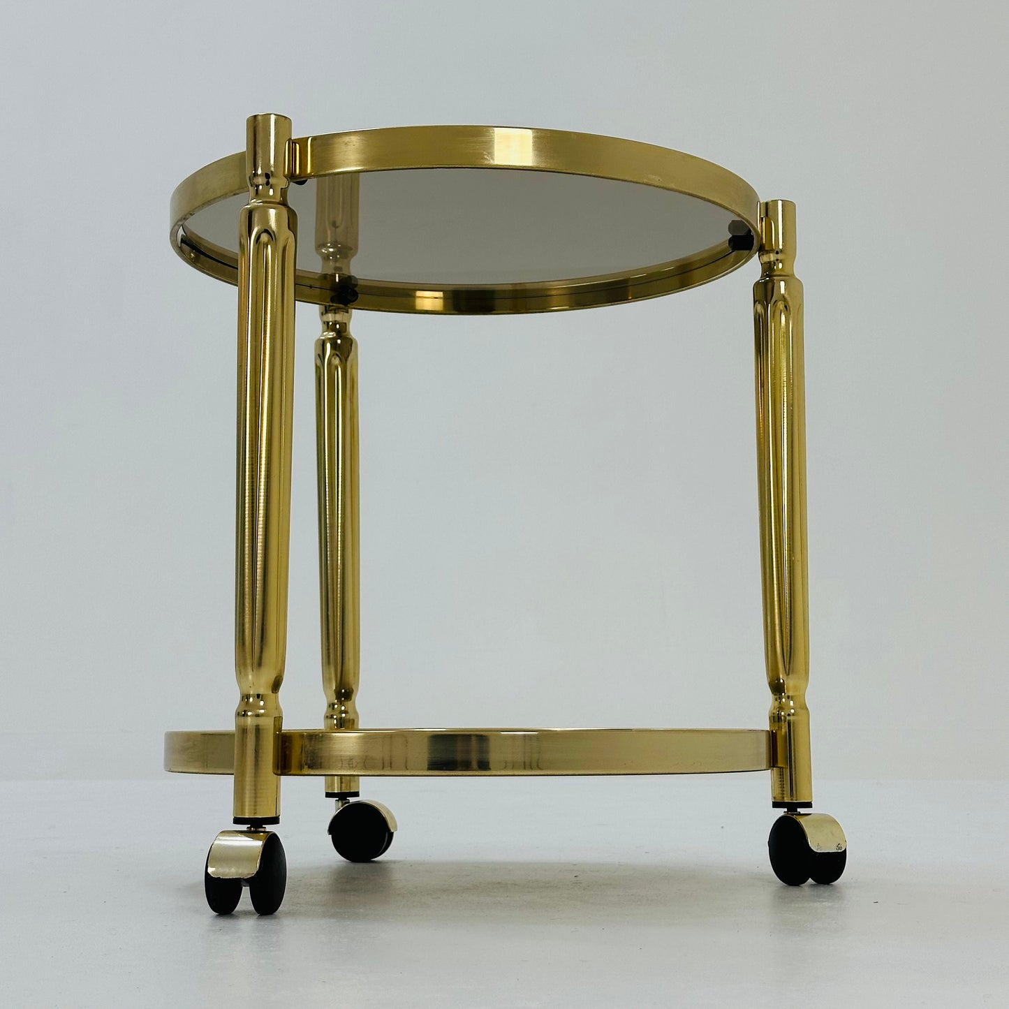 Mid-century italian brass and smoked glass bar cart, 1970s