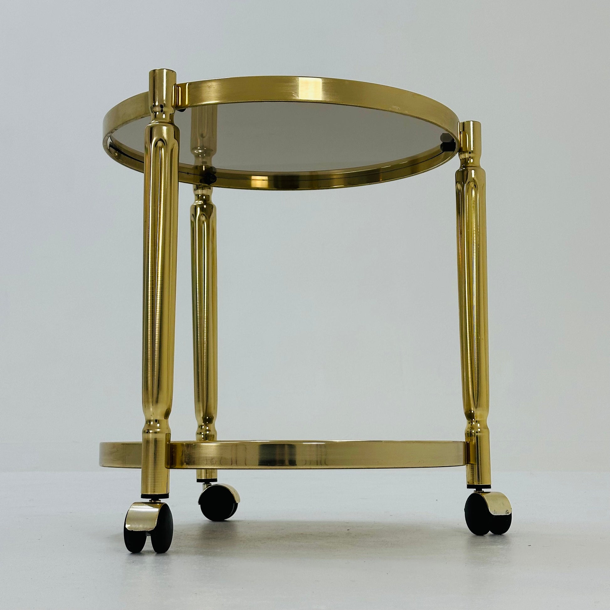 Mid-century italian brass and smoked glass bar cart, 1970s