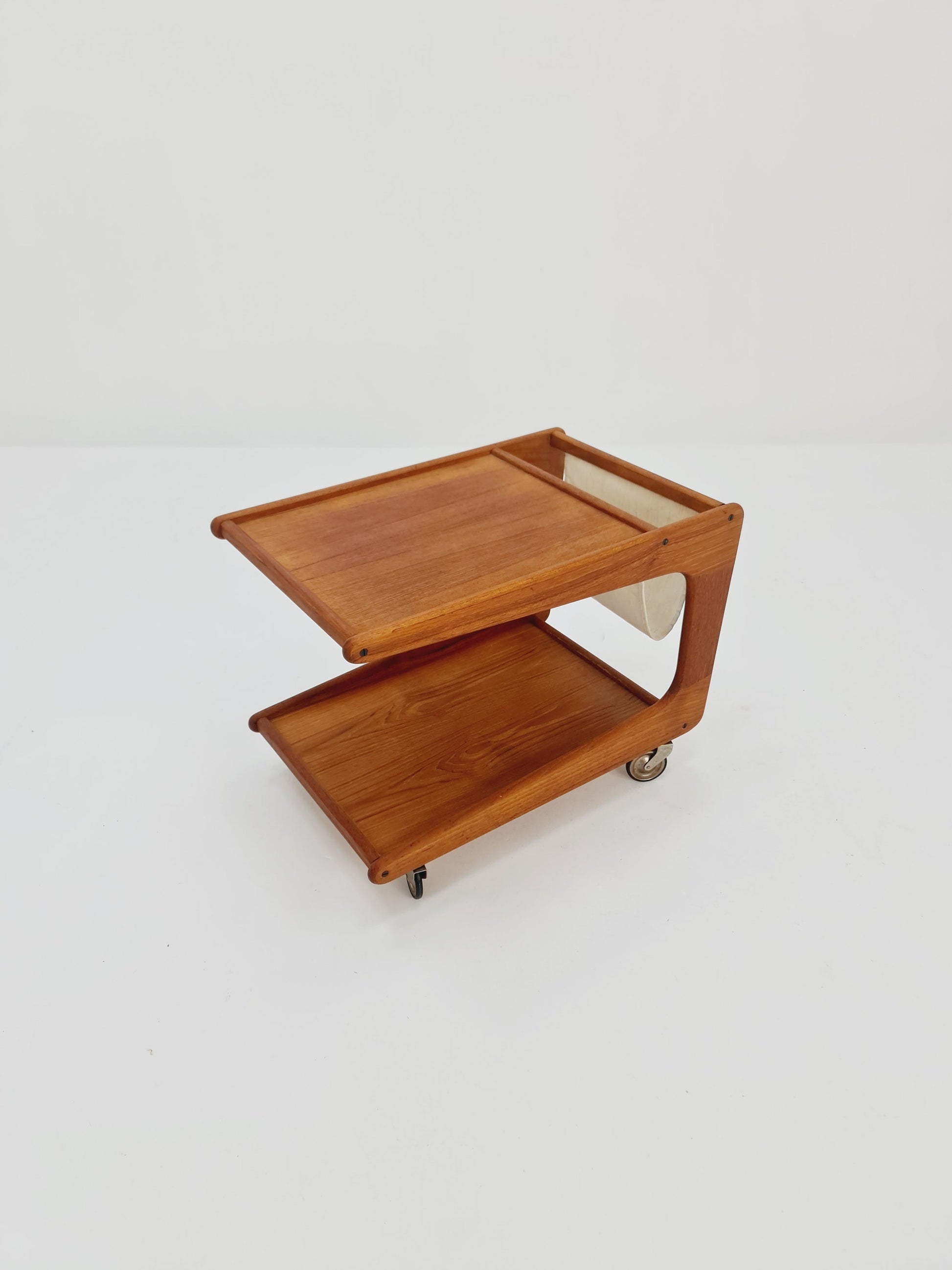 Vintage mid century danish trolley in solid teak with magazin Rack, 1960s