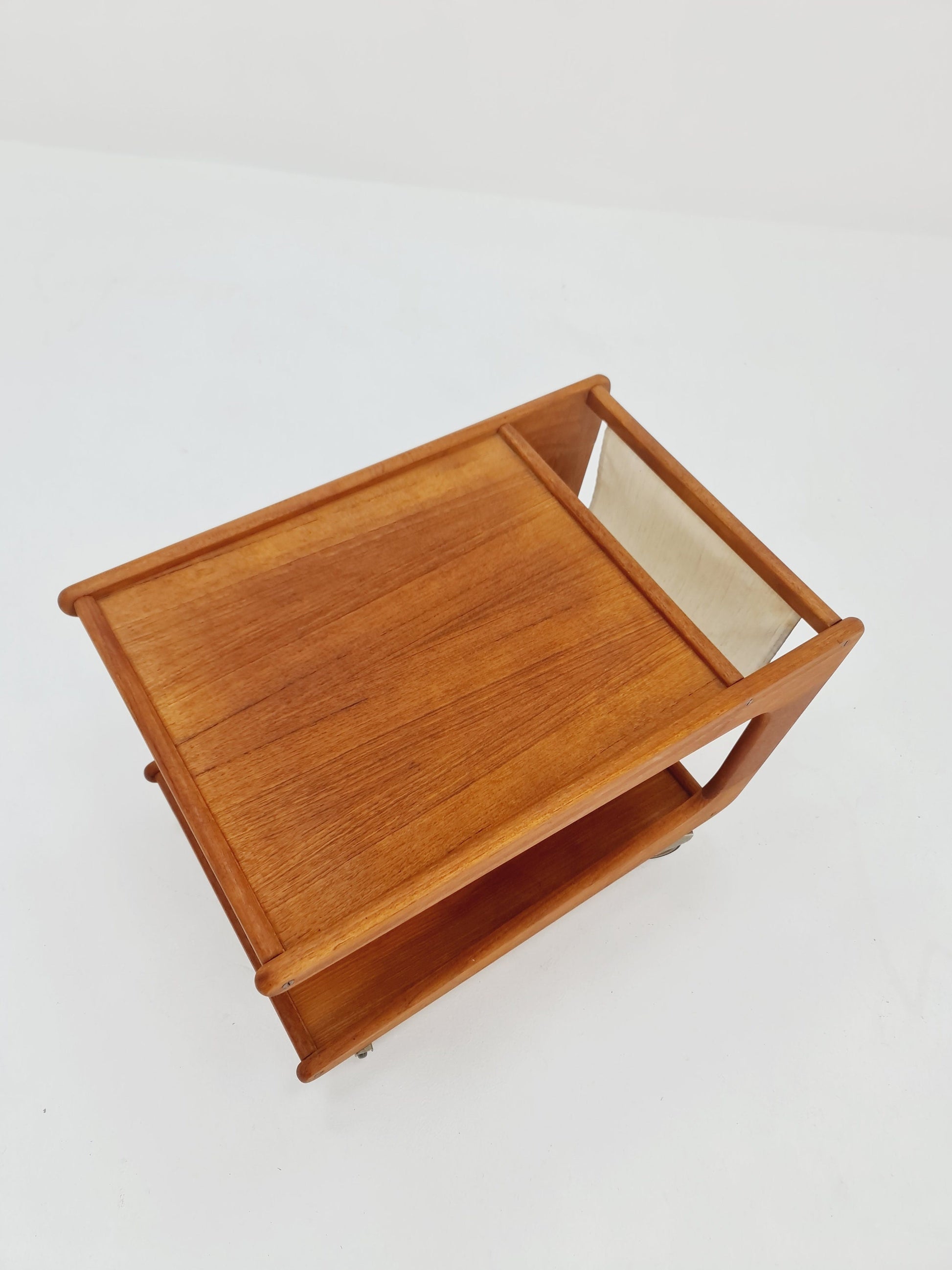 Vintage mid century danish trolley in solid teak with magazin Rack, 1960s