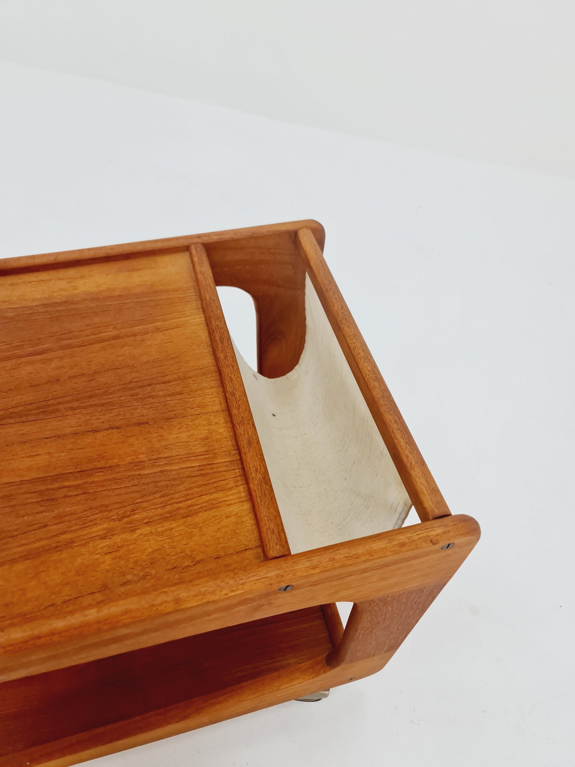 Vintage mid century danish trolley in solid teak with magazin Rack, 1960s
