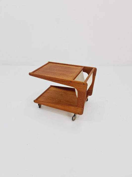 Vintage mid century danish trolley in solid teak with magazin Rack, 1960s