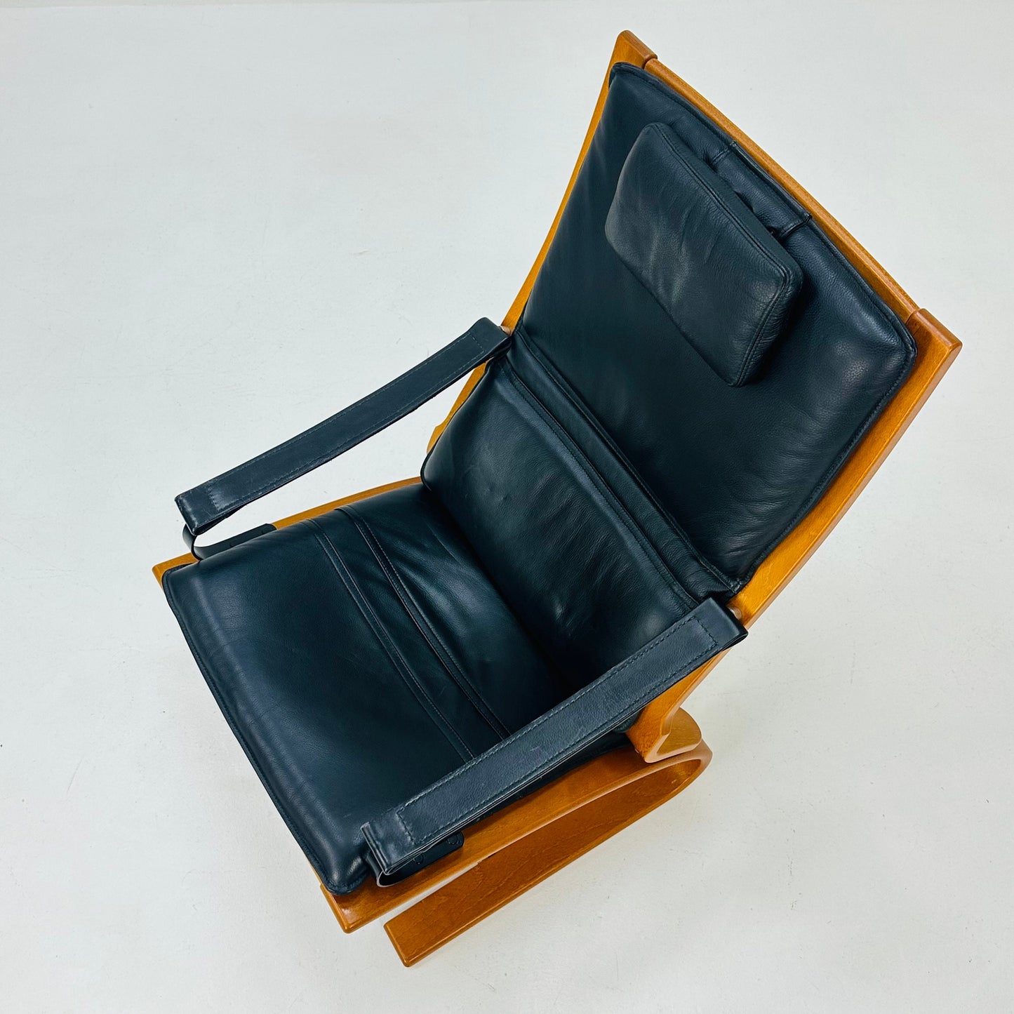 Mid century black Leather armchair by Nelo Sweden for Nelo Möbel, 1970s