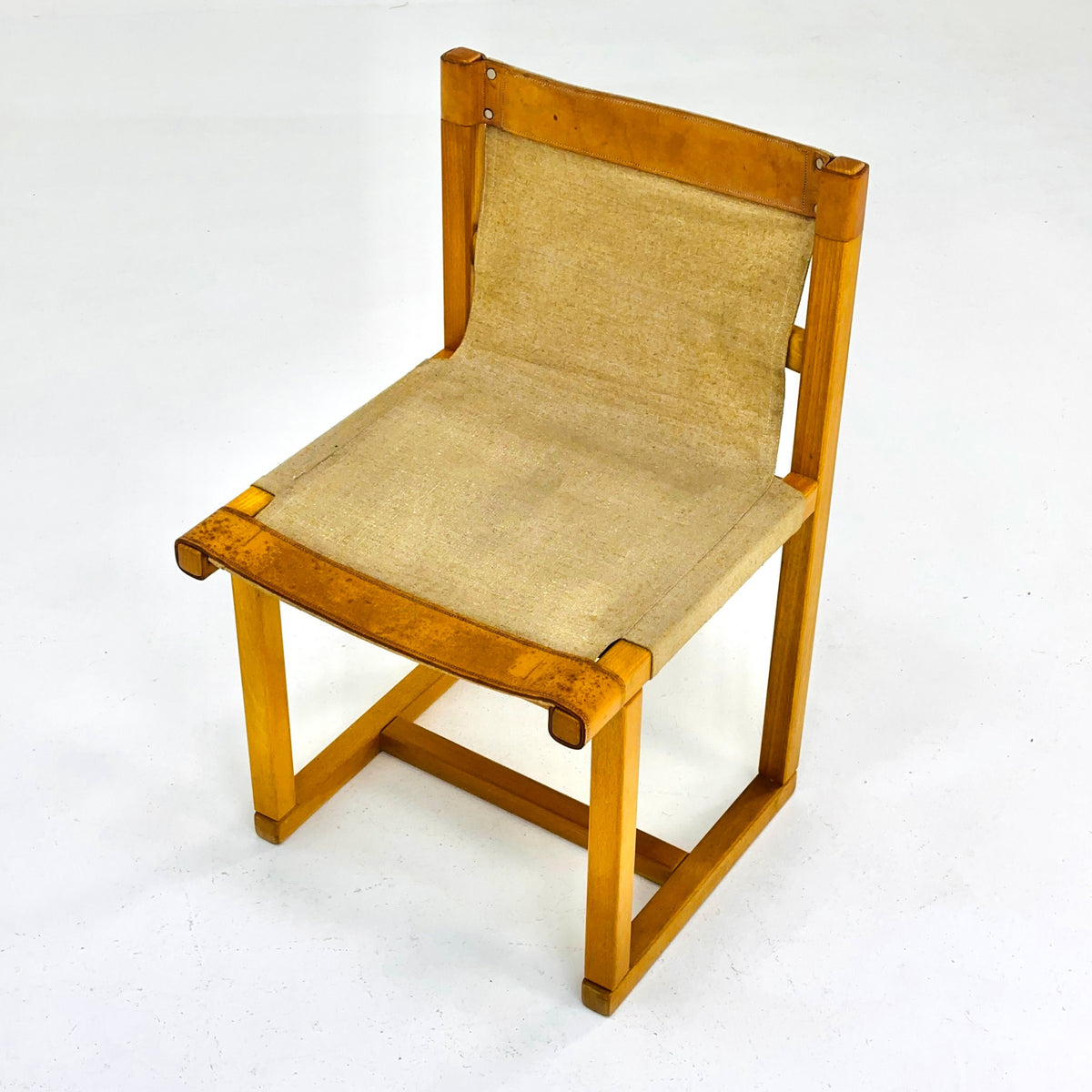 Mid century safari chair linen & leather by Casala, 1970s, Germany