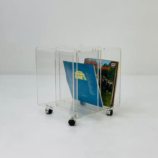 Mid century trolly side table for vinyl records by Dumas Michael for Roche bobois France 1970s