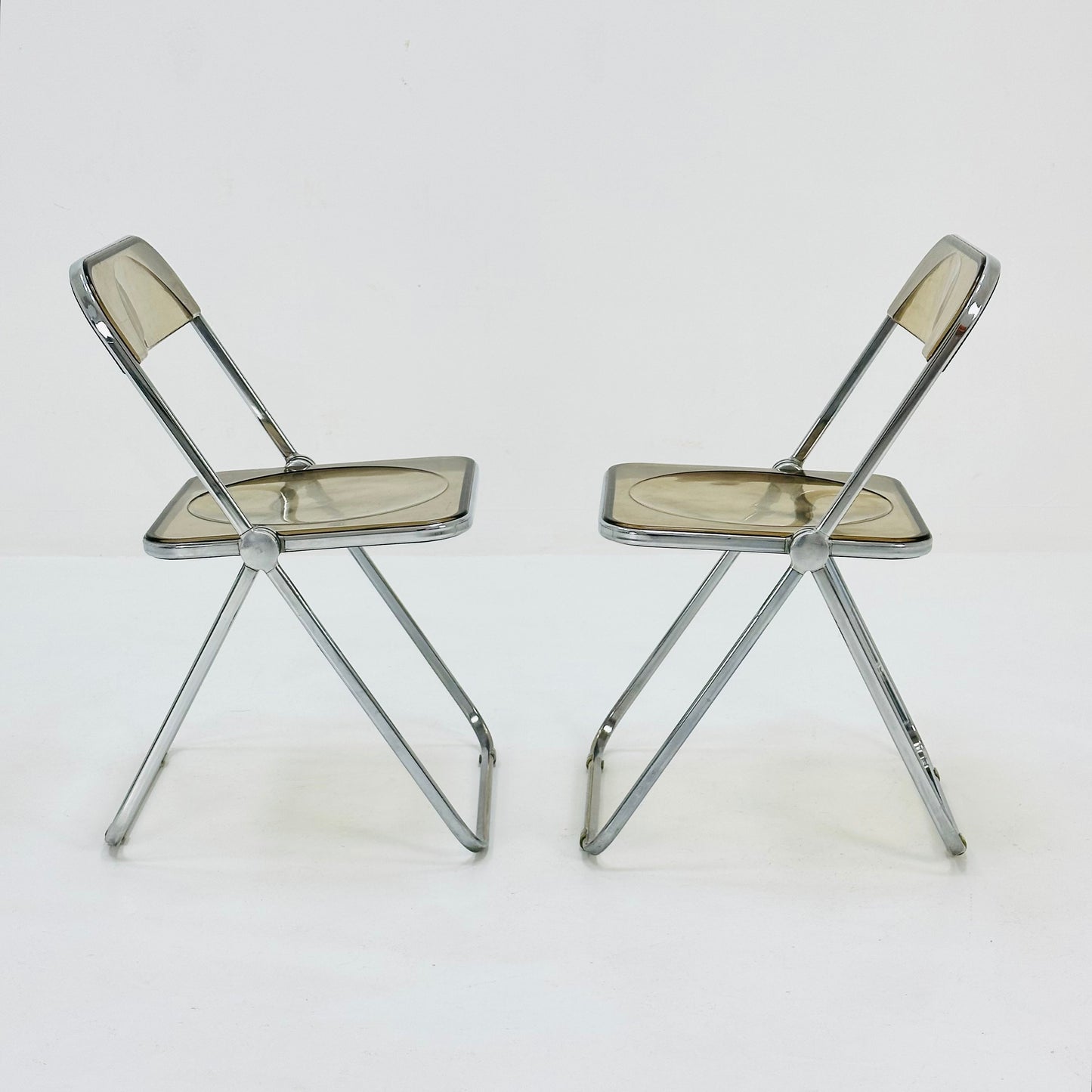 Set of 2 Italian Plia Folding Chairs by Giancarlo Piretti for Castelli, 1970s
