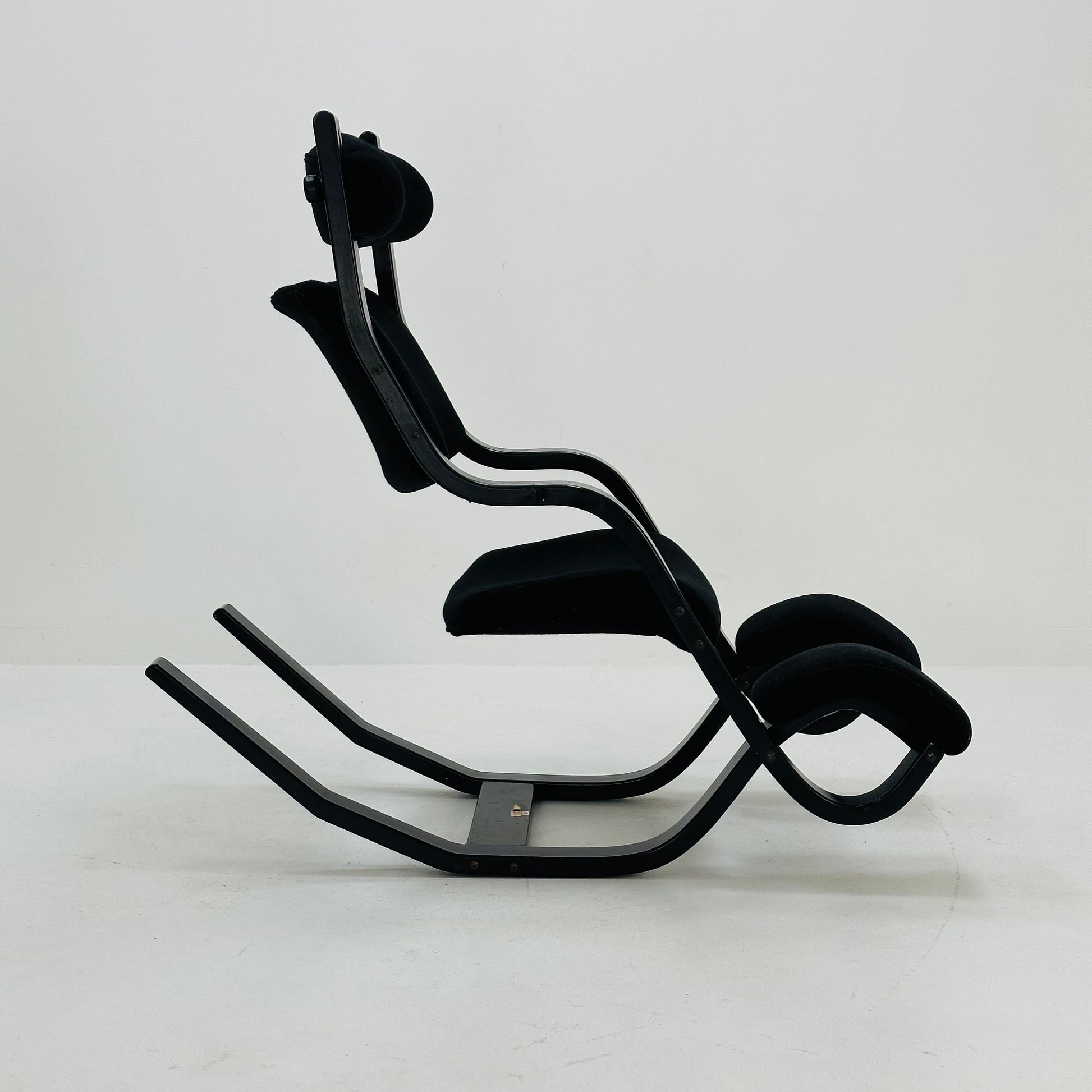 Mid century black fabric Gravity” rocking Lounge chair by Peter Opsvik for Stokke, 1980s