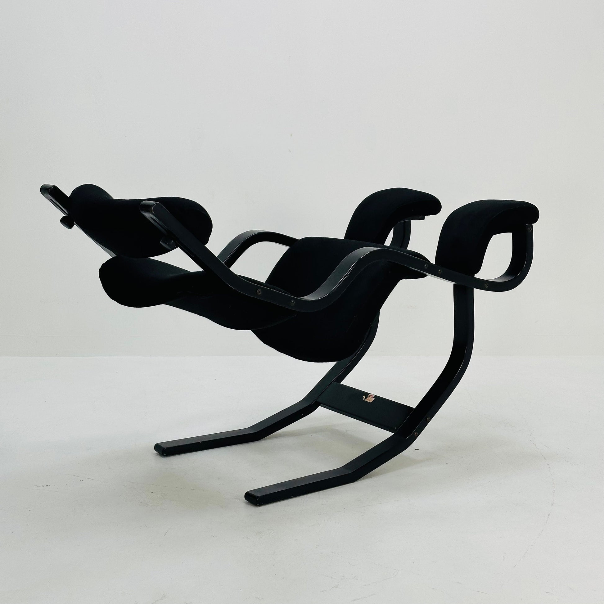 Mid century black fabric Gravity” rocking Lounge chair by Peter Opsvik for Stokke, 1980s