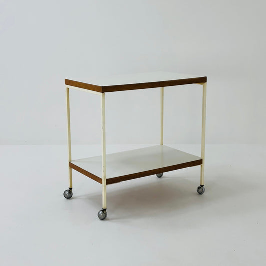 Mid century Danish teak and chrome serving trolley, Denmark 1970s