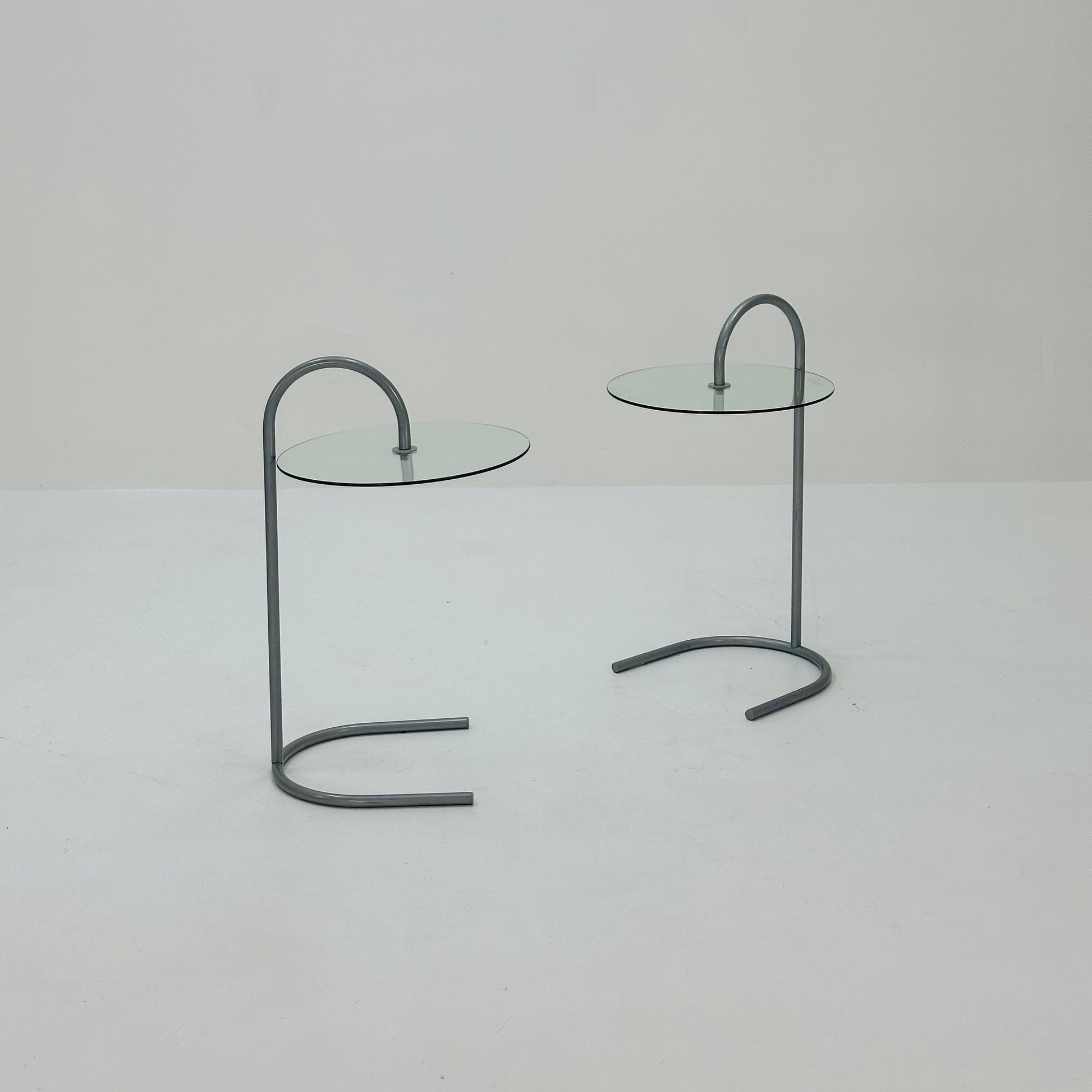 Set of 2 Rare Vintage Ikea Ry Coffee Side Table Glass Aluminum Light Weight.