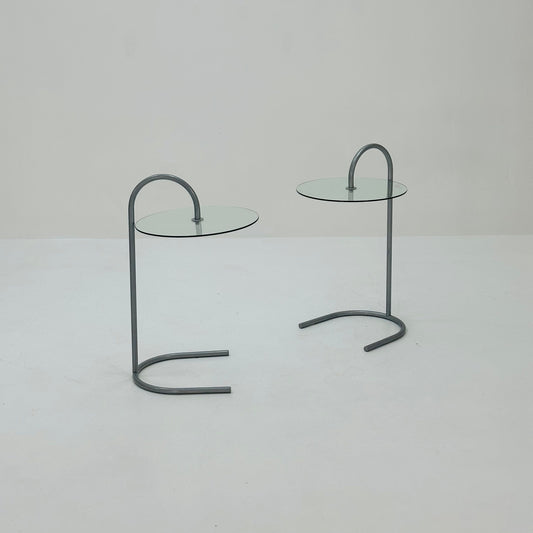 Set of 2 Rare Vintage Ikea Ry Coffee Side Table Glass Aluminum Light Weight.