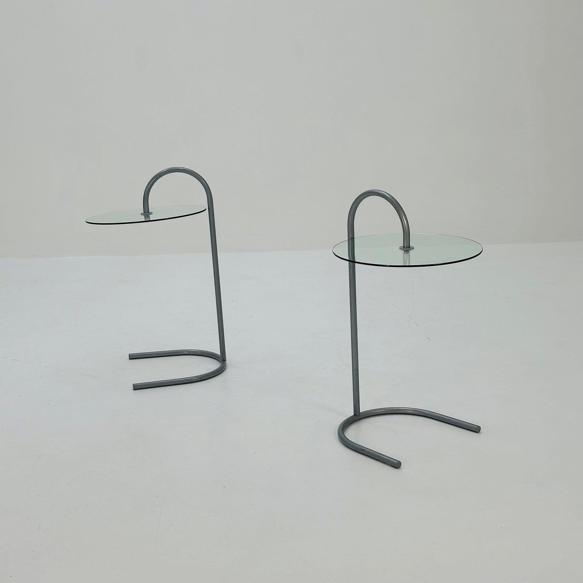 Set of 2 Rare Vintage Ikea Ry Coffee Side Table Glass Aluminum Light Weight.