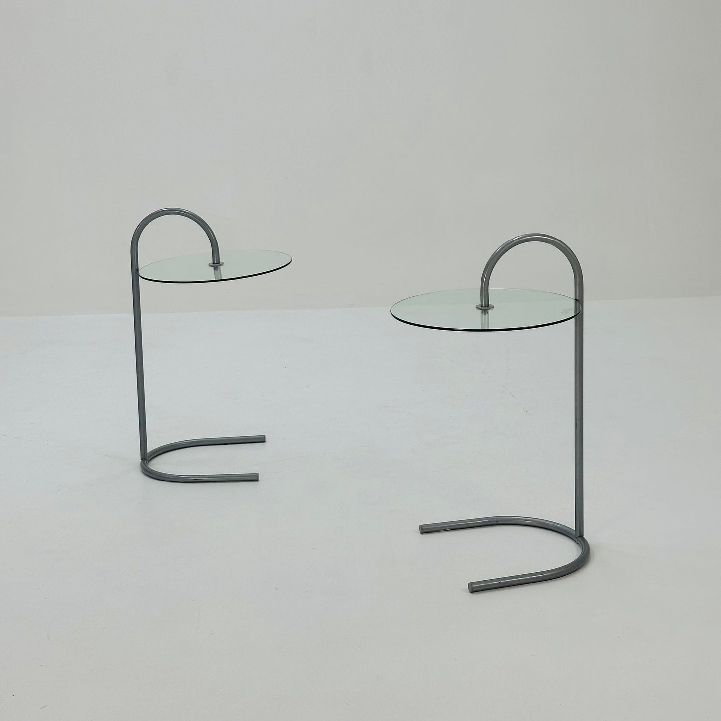 Set of 2 Rare Vintage Ikea Ry Coffee Side Table Glass Aluminum Light Weight.