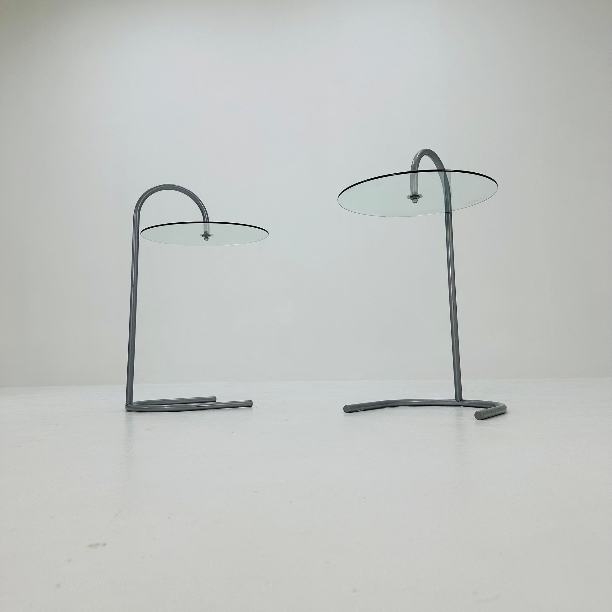 Set of 2 Rare Vintage Ikea Ry Coffee Side Table Glass Aluminum Light Weight.