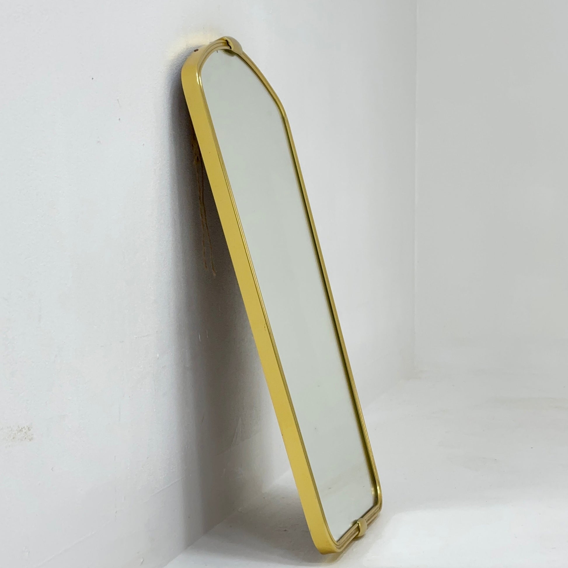 Mid Century asymmetric German brass Original kidney wall mirror from the 60s model number 986