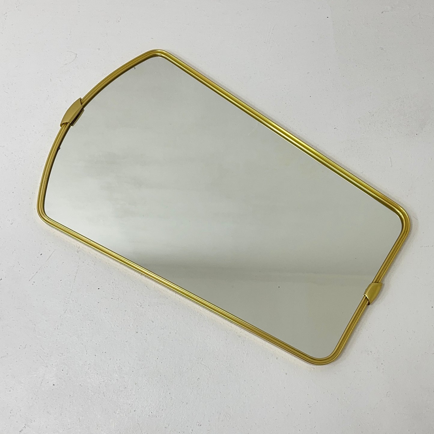 Mid Century asymmetric German brass Original kidney wall mirror from the 60s model number 986