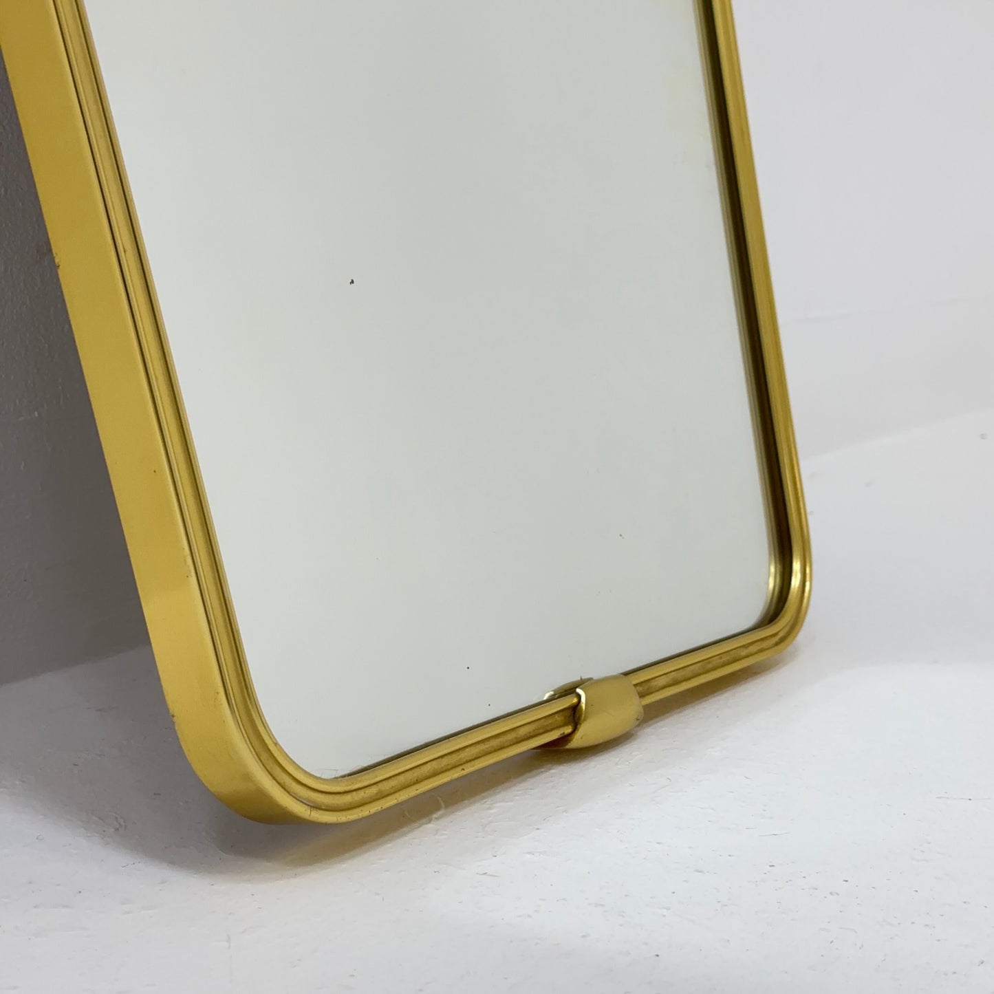 Mid Century asymmetric German brass Original kidney wall mirror from the 60s model number 986