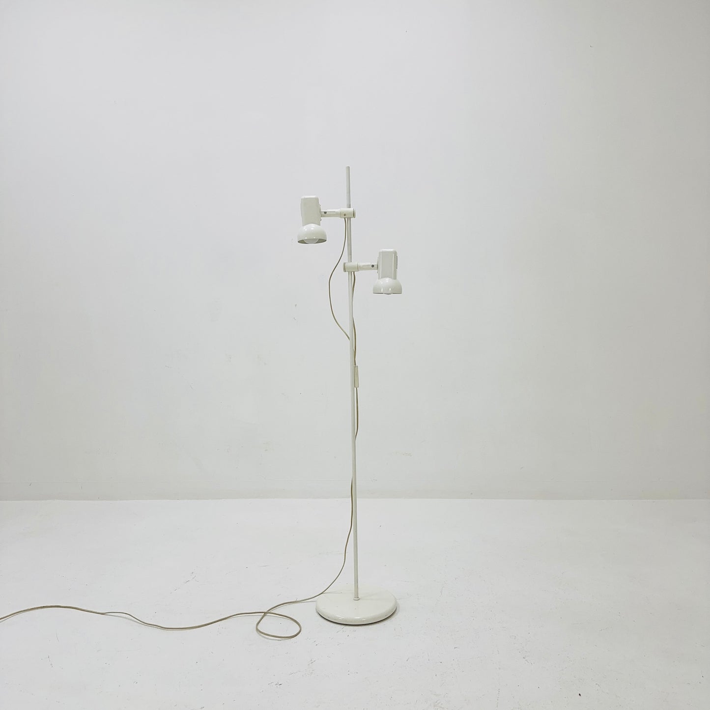 Space Age white / Cream Twin Spot Adjustable Floor Lamp, 1970s