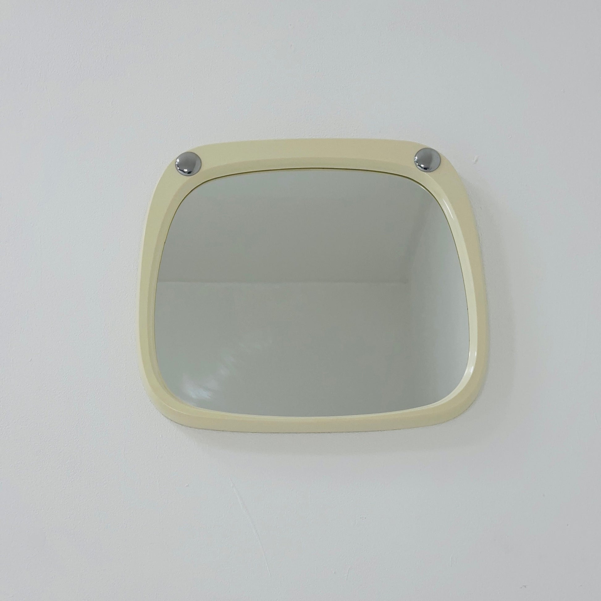 Space age beige /white plastic wall mirror 1970s