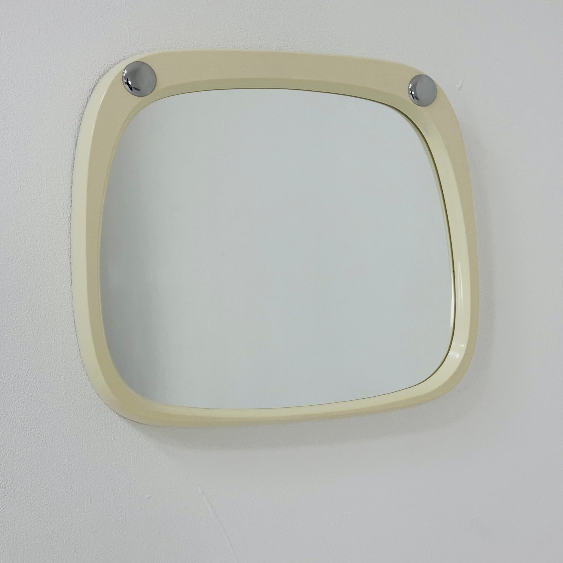 Space age beige /white plastic wall mirror 1970s