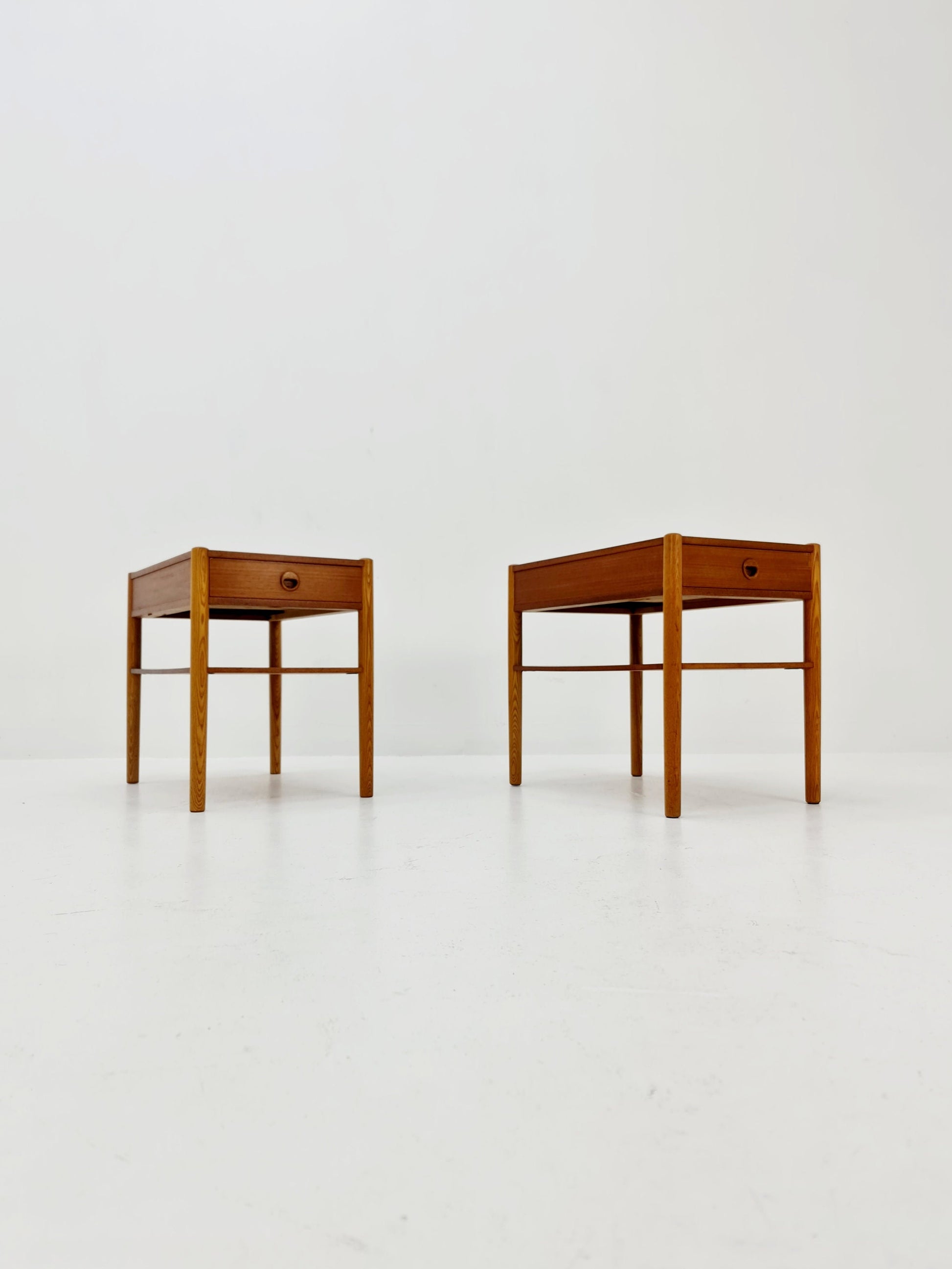 Mid century Danish teak & Oak bedside tables/ nightstands , 1960s, set of 2
