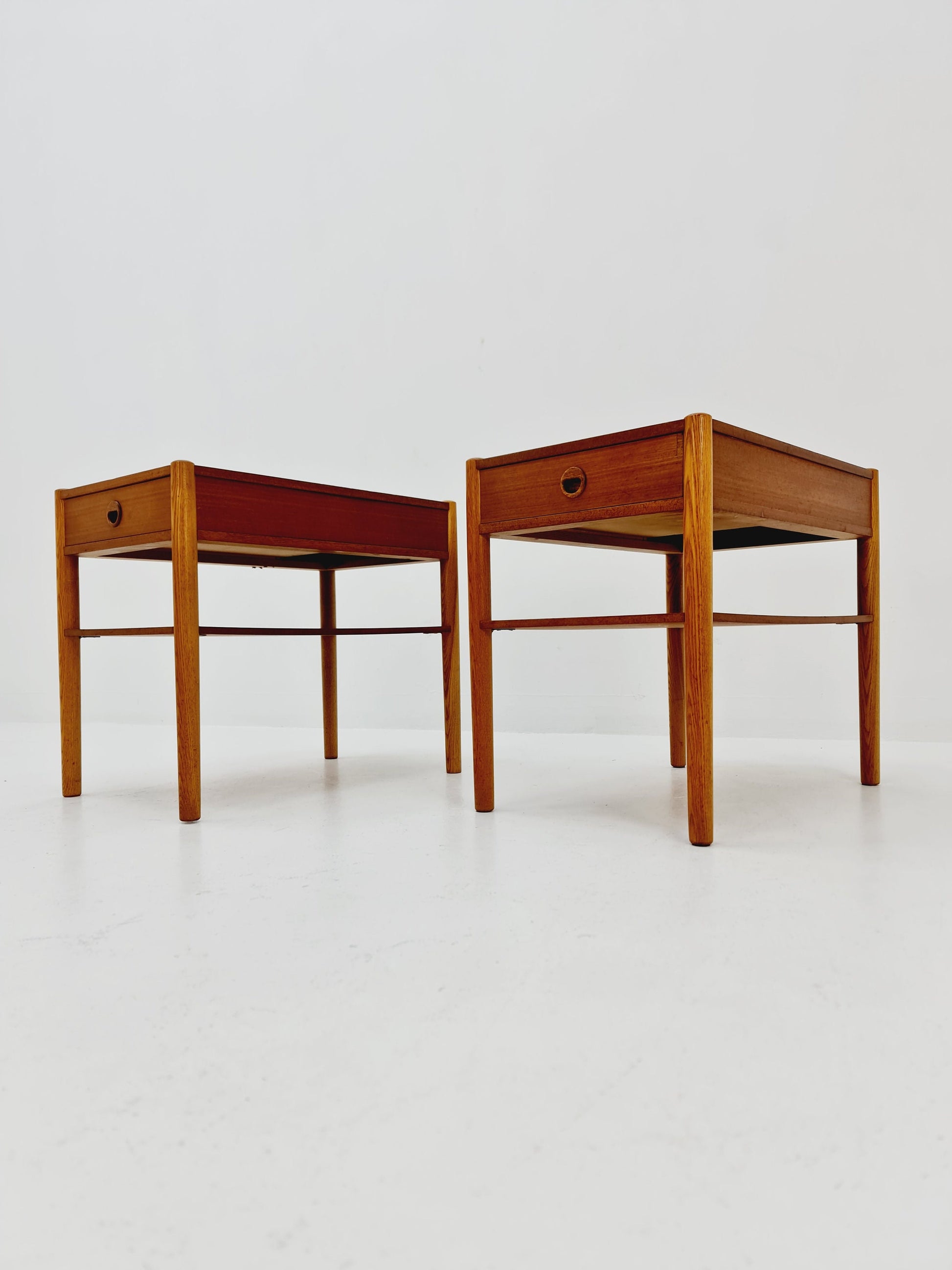 Mid century Danish teak & Oak bedside tables/ nightstands , 1960s, set of 2