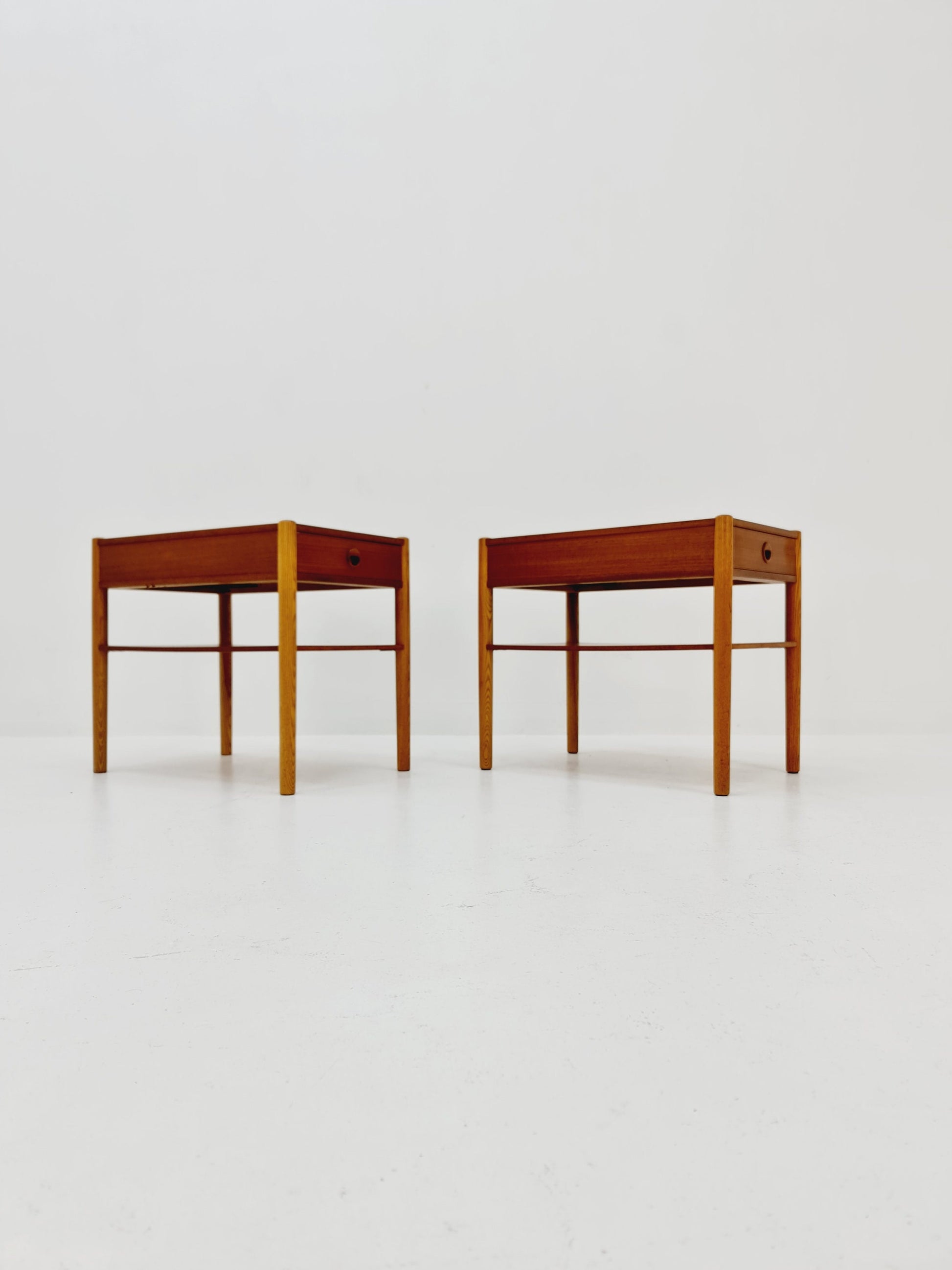 Mid century Danish teak & Oak bedside tables/ nightstands , 1960s, set of 2
