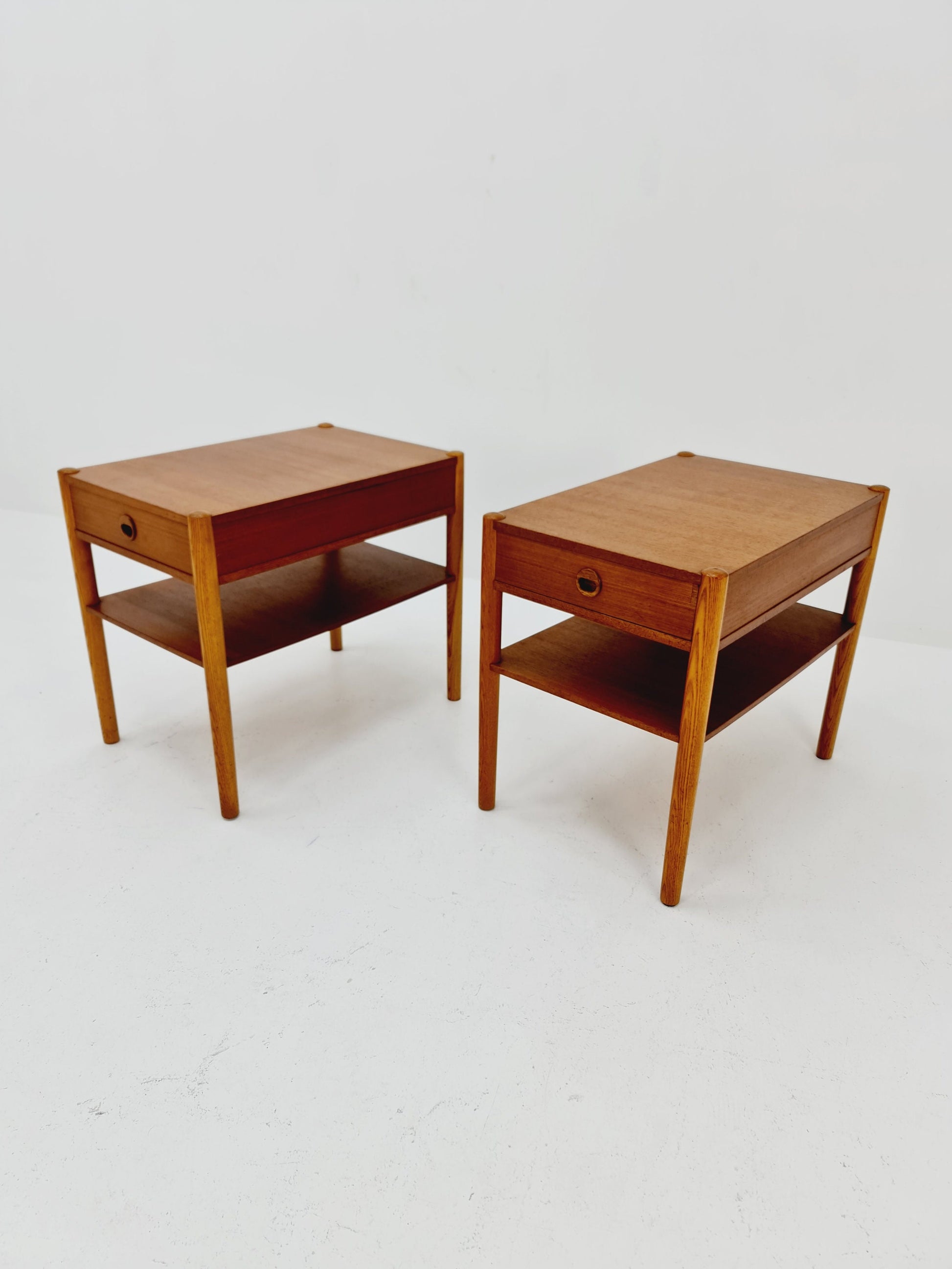 Mid century Danish teak & Oak bedside tables/ nightstands , 1960s, set of 2