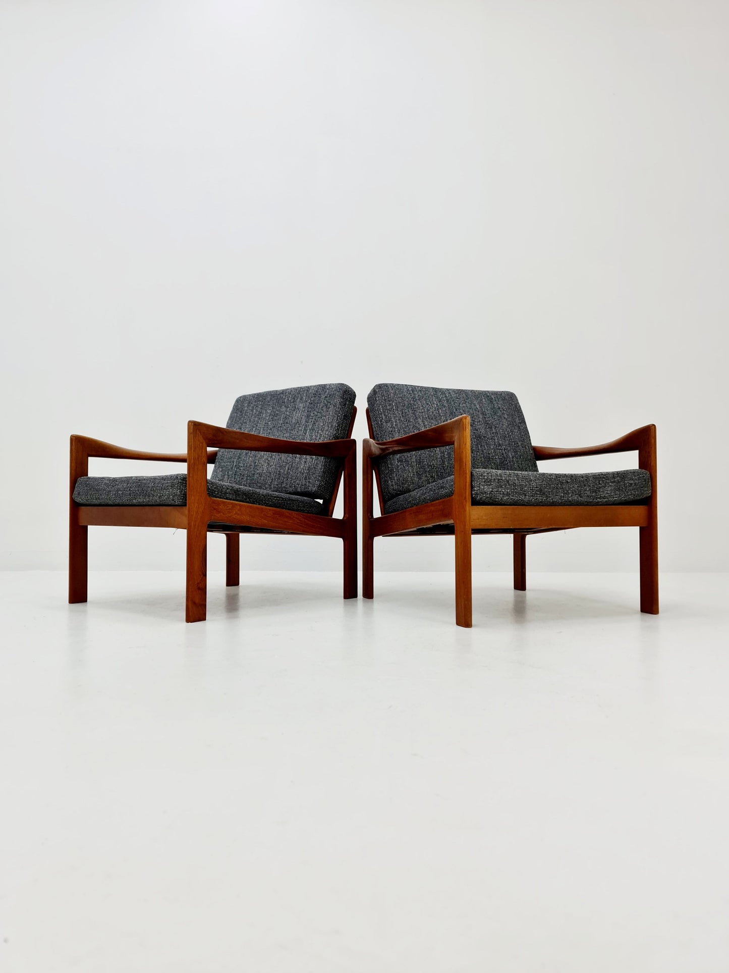 1 of 2 Mid century easy lounge chairs by Illum Wikkeslo Eilersen in solid teak, 1960s,