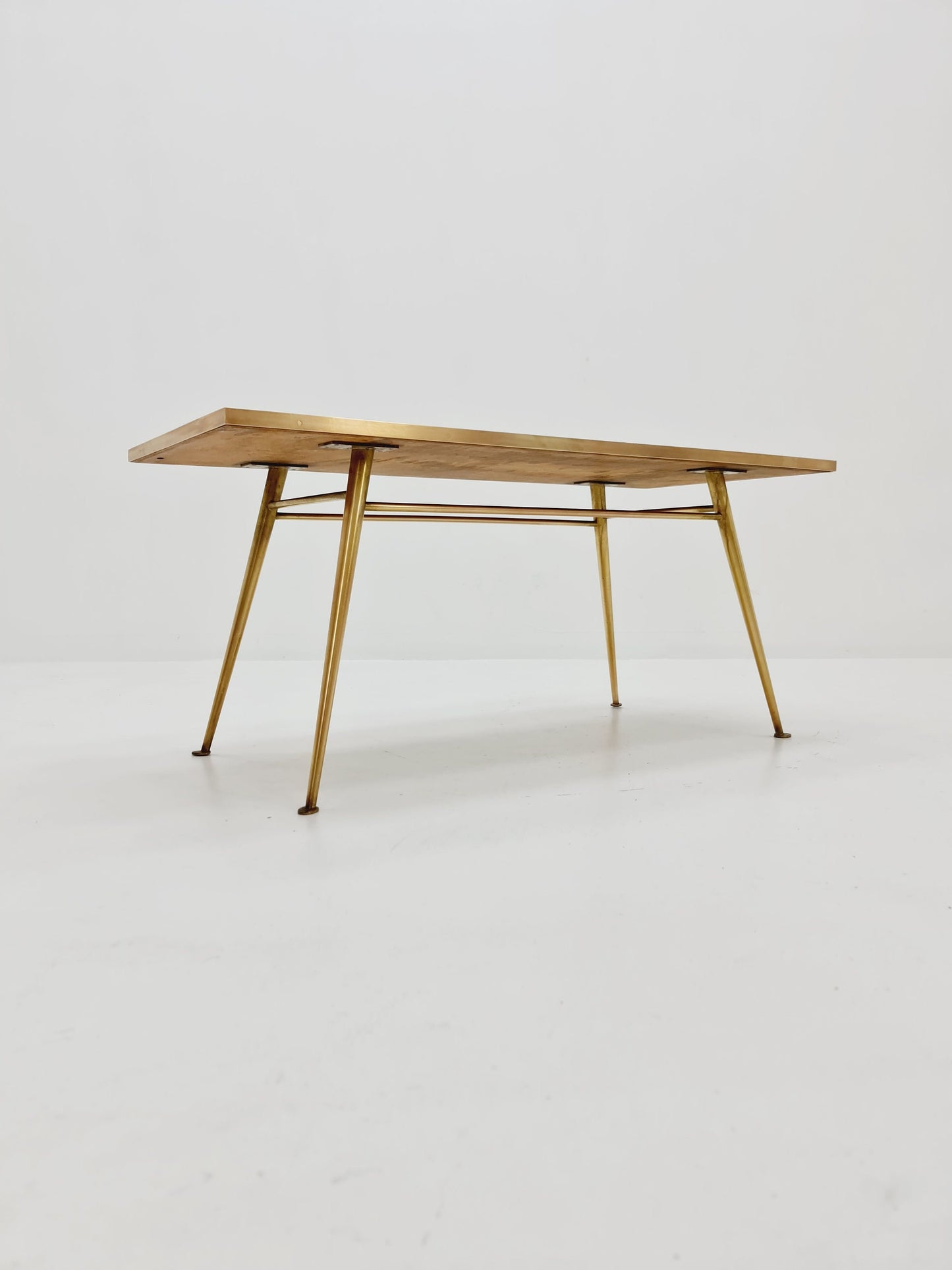 Unique mosaic & solid brass coffee table by Berthold Muller, 1950s