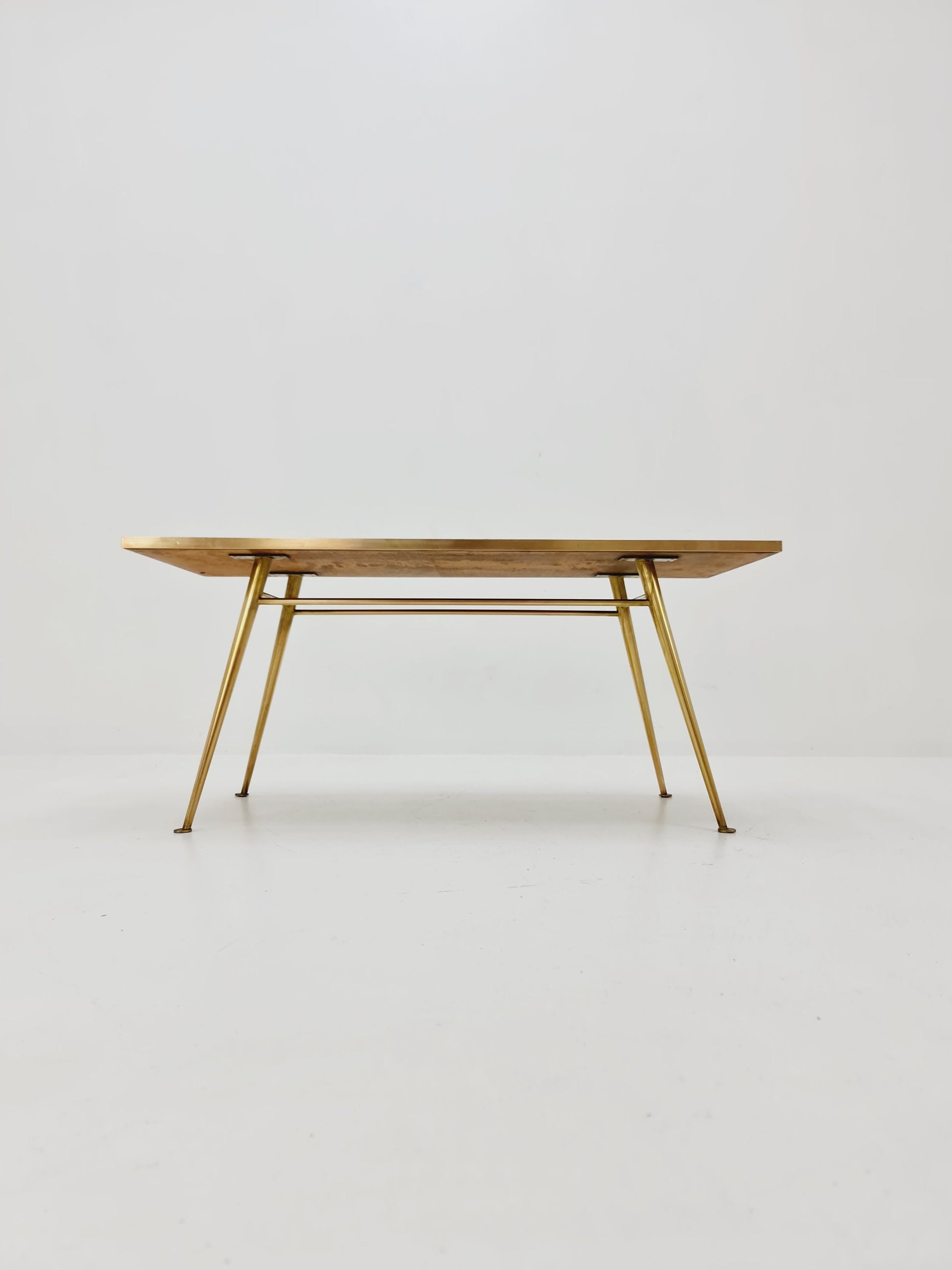 Unique mosaic & solid brass coffee table by Berthold Muller, 1950s