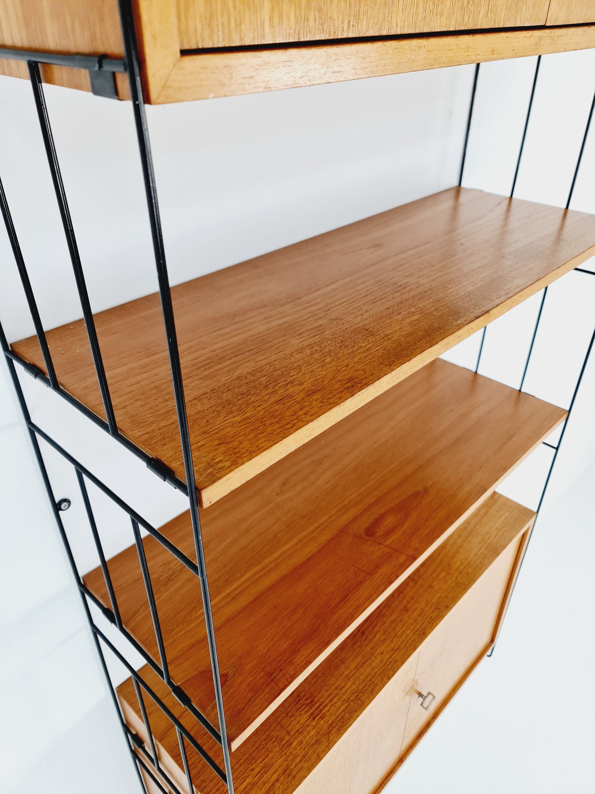 String shelf-system, bookcase with 2 cabinet teak by WHB Germany, 1950s