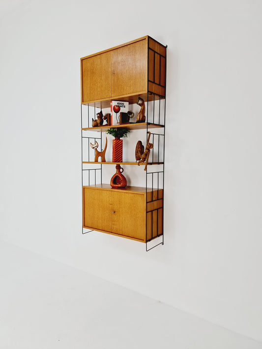 String shelf-system, bookcase with 2 cabinet teak by WHB Germany, 1950s