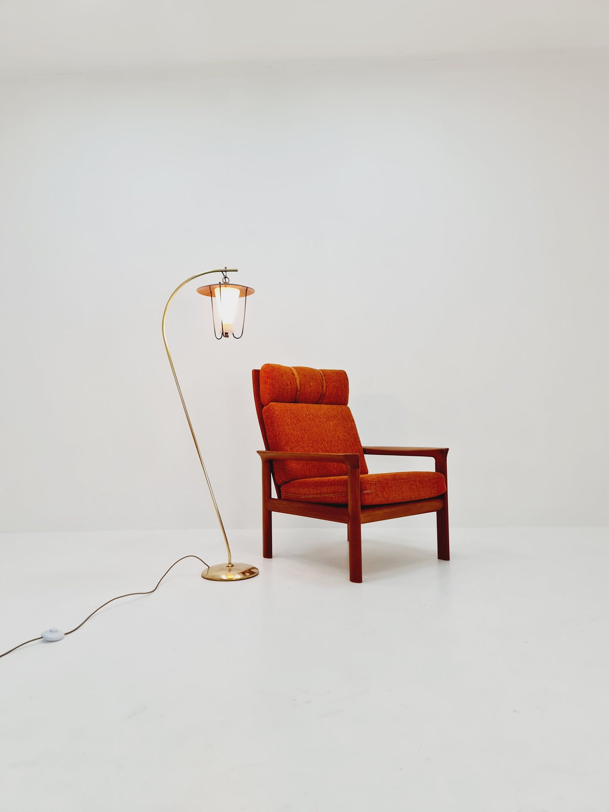 Mid century brass German arc floor lamp, 1960s