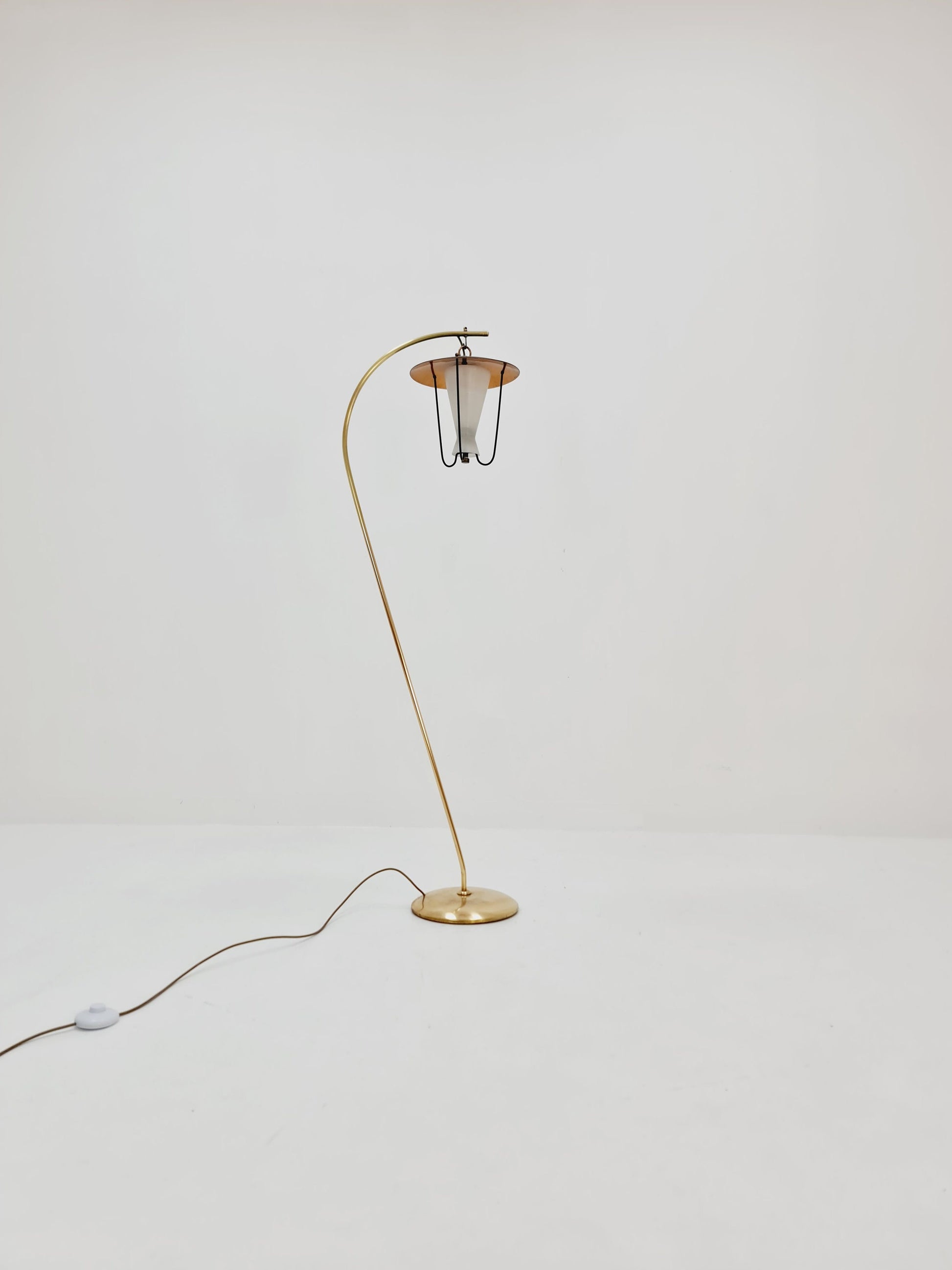 Mid century brass German arc floor lamp, 1960s