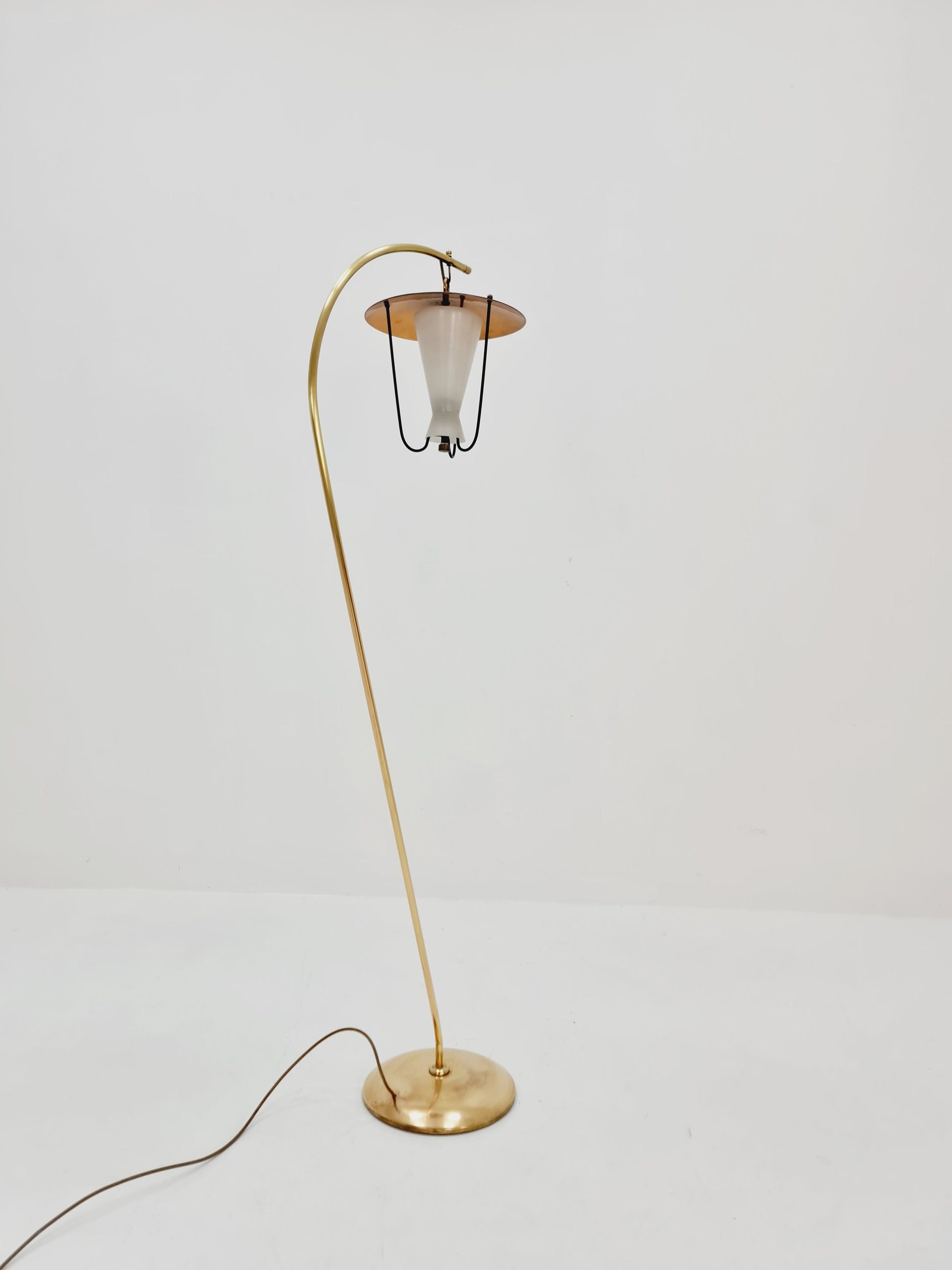 Mid century brass German arc floor lamp, 1960s