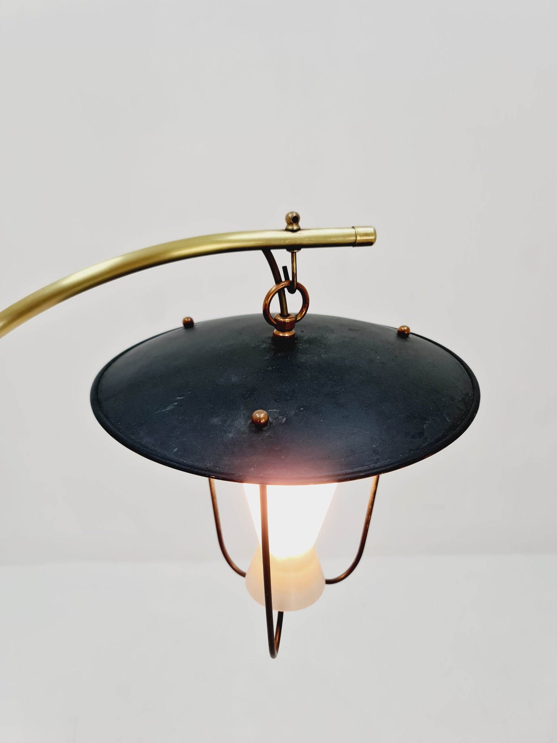 Mid century brass German arc floor lamp, 1960s