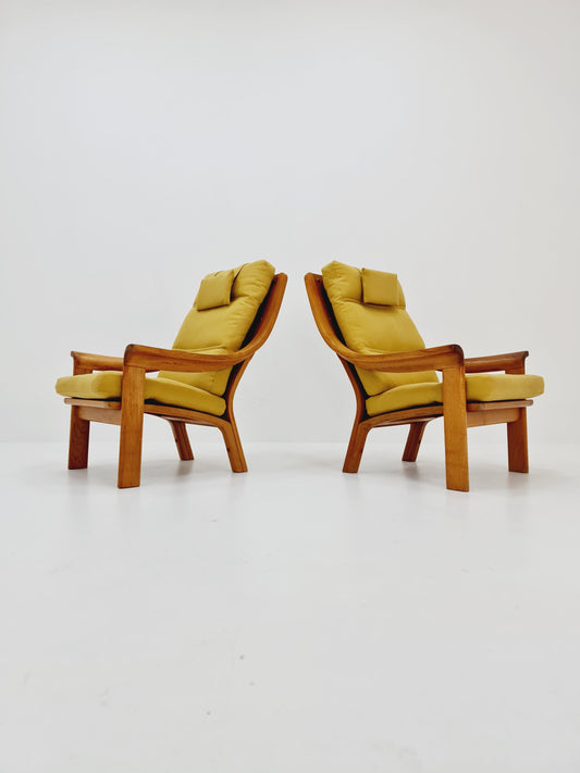 Mid century easy lounge chairs by P.Jeppesen in solid teak, 1960s, Set of 2