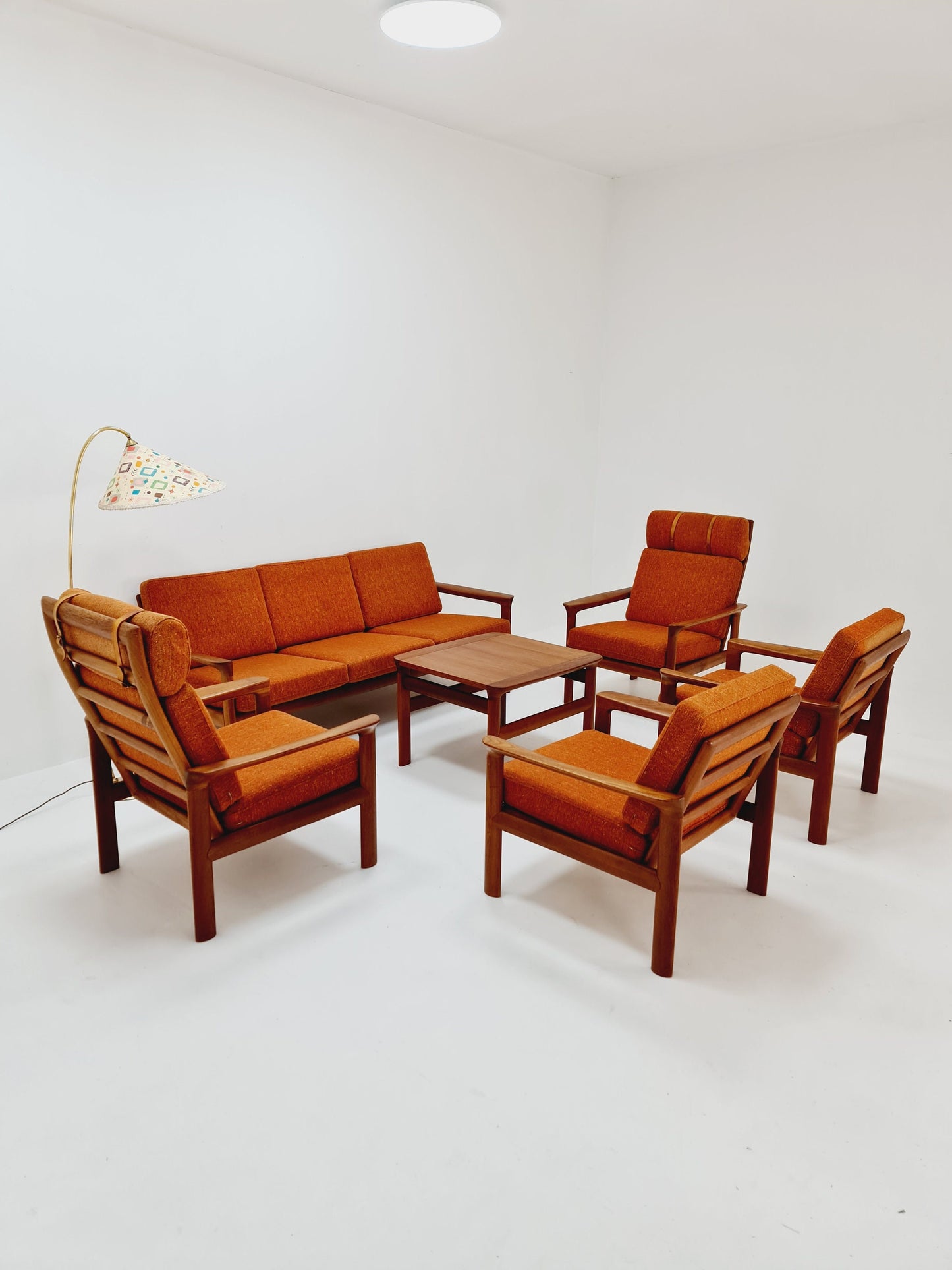 Mid century teak easy lounge high back chairs by Sven Ellekaer for Komfort , Set of 2, 1960s
