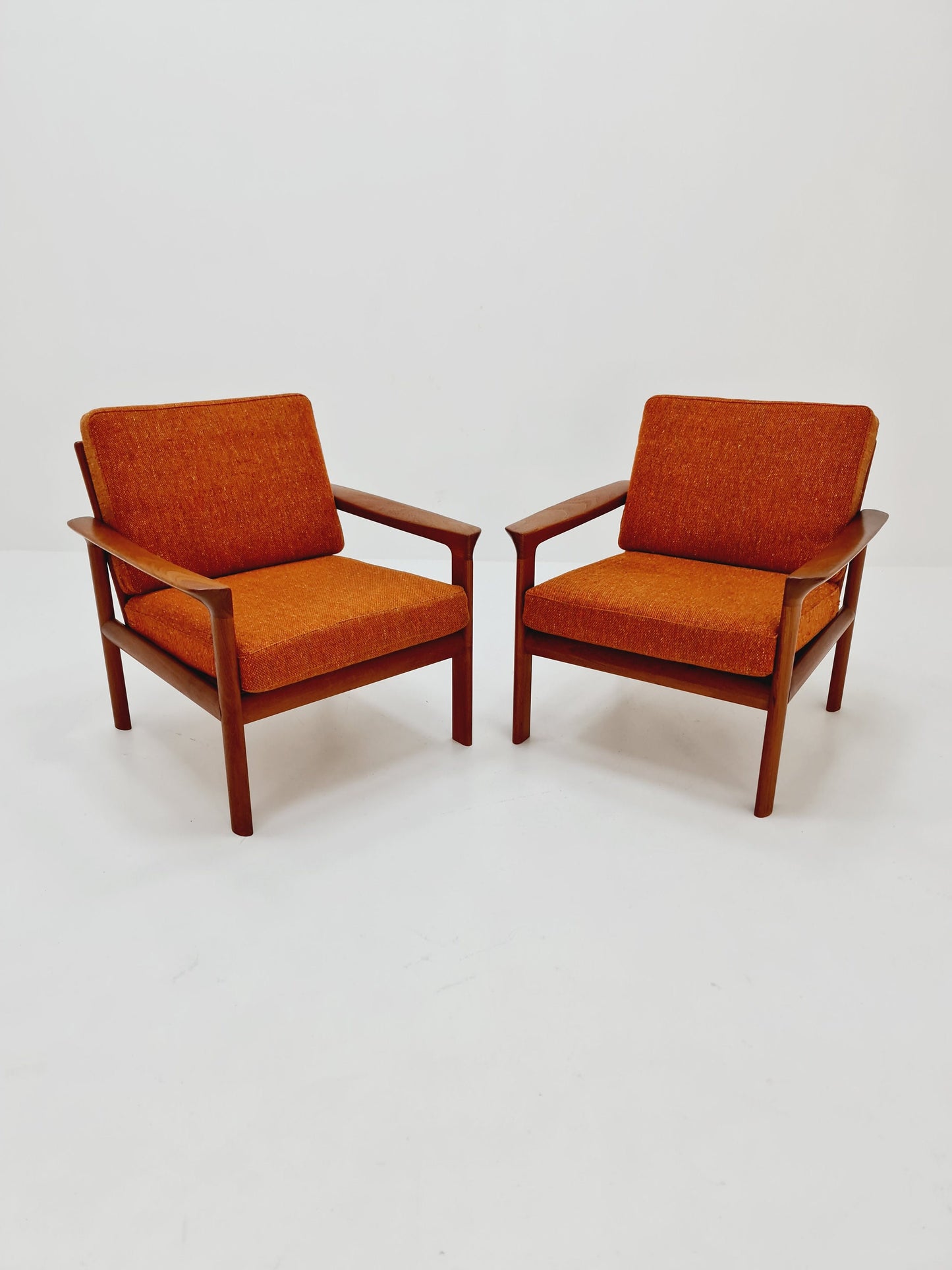 Mid century teak easy lounge chairs by Sven Ellekaer for Komfort , Set of 2, 1960s