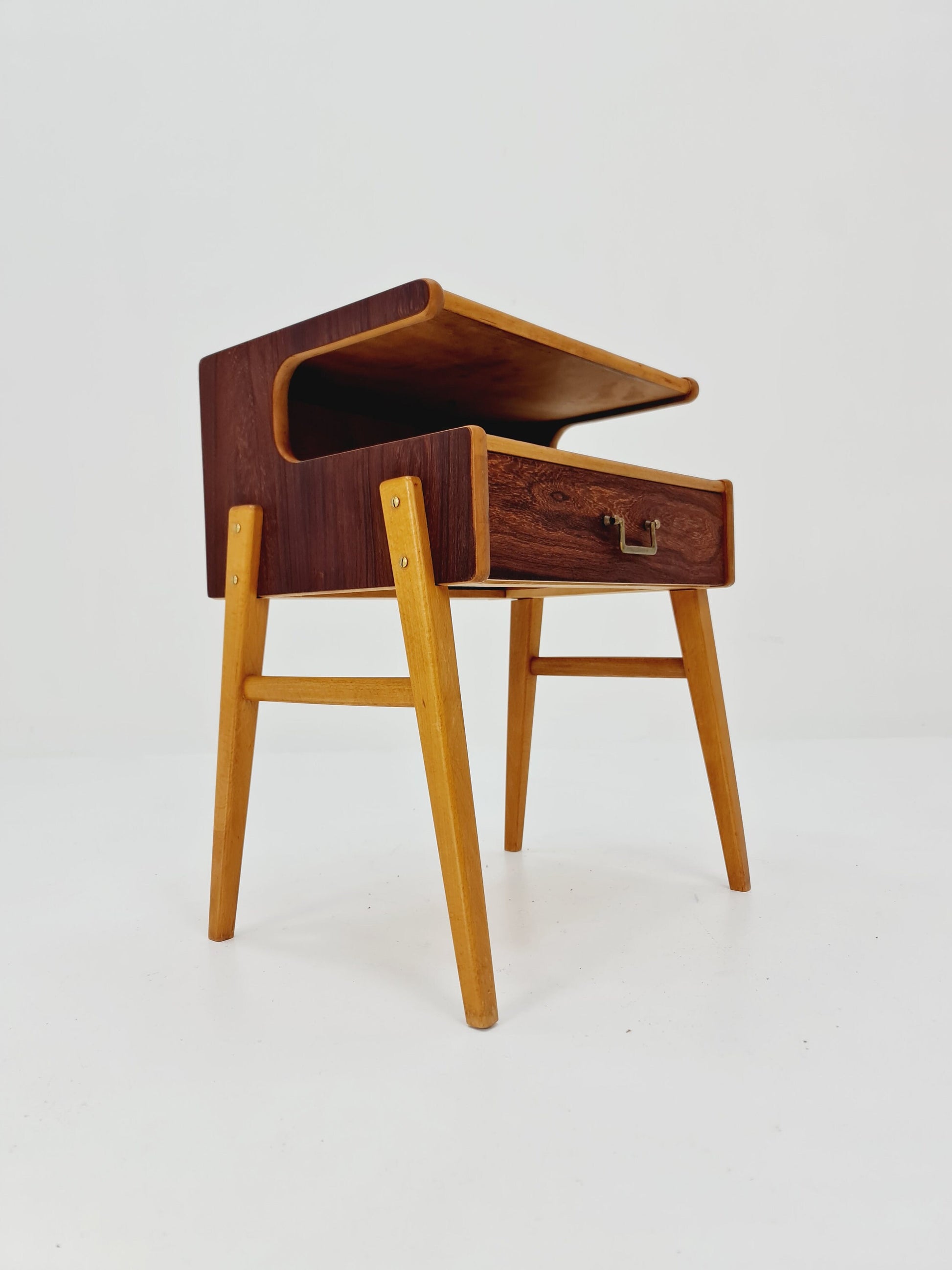 Midcentury Carlström & Co Teak, Rosewood Vintage Side table/ Bedside table/ Night stand, 1960s