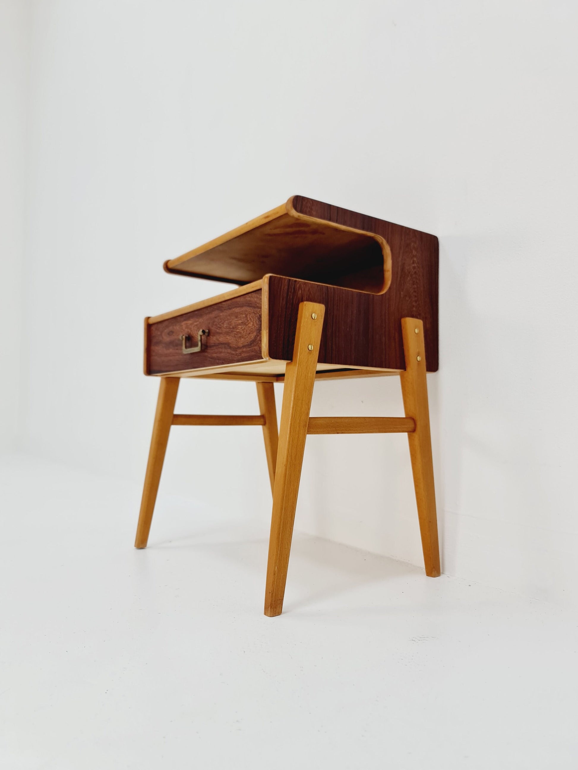 Midcentury Carlström & Co Teak, Rosewood Vintage Side table/ Bedside table/ Night stand, 1960s
