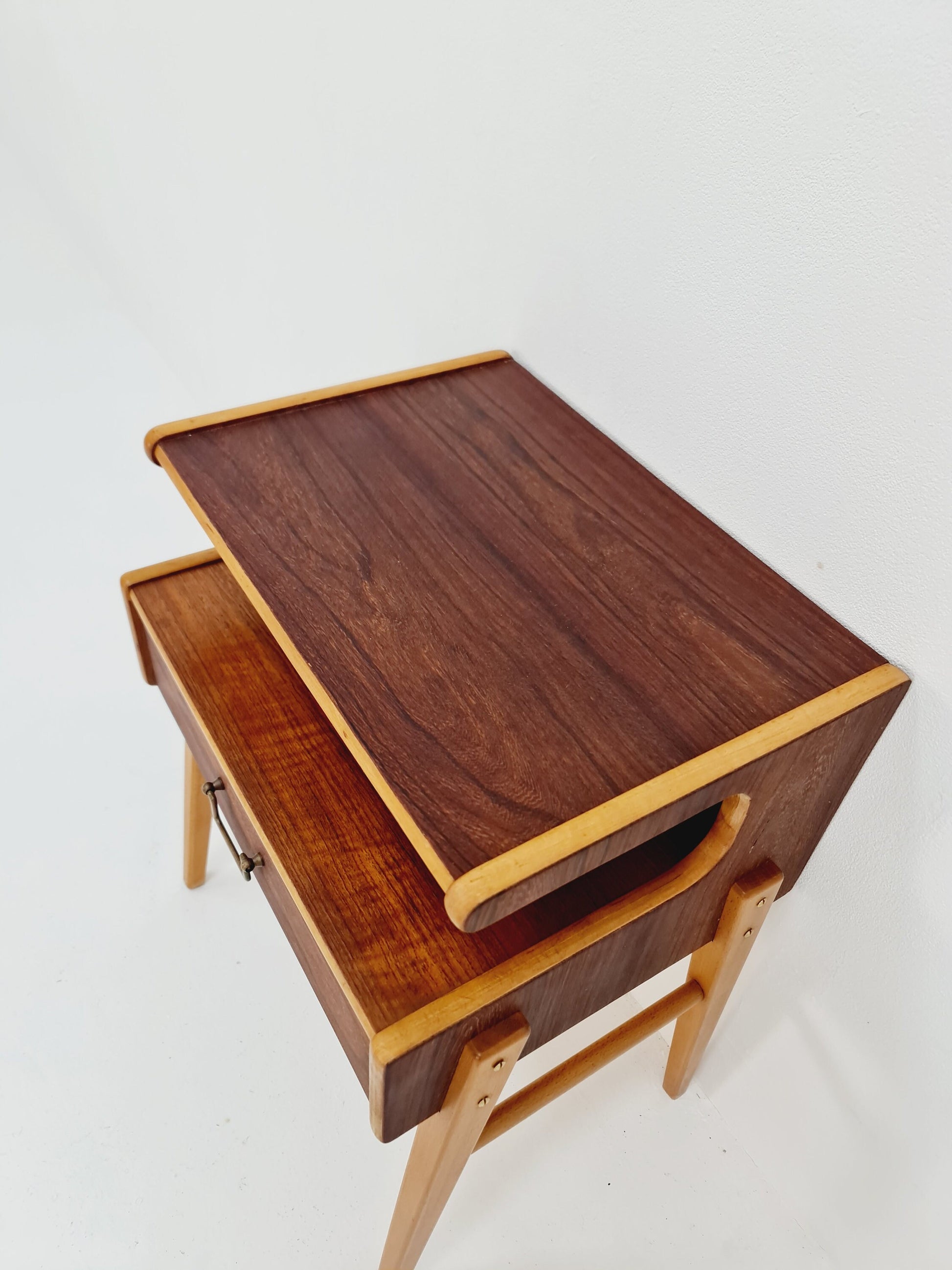 Midcentury Carlström & Co Teak, Rosewood Vintage Side table/ Bedside table/ Night stand, 1960s