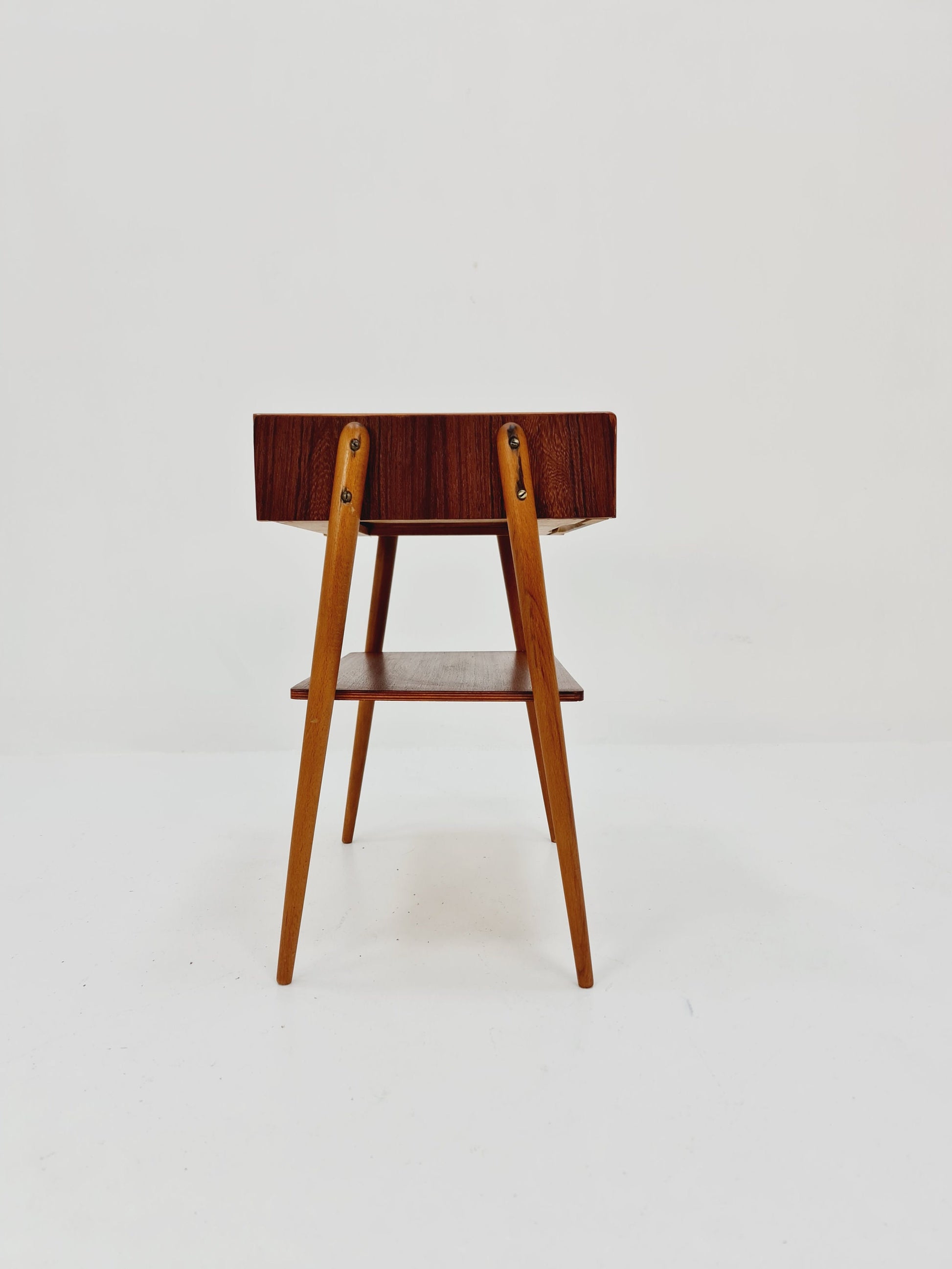 Midcentury Carlstrom & Co teak - rosewood vintage side table/ bedside table/ night stand, 1960s