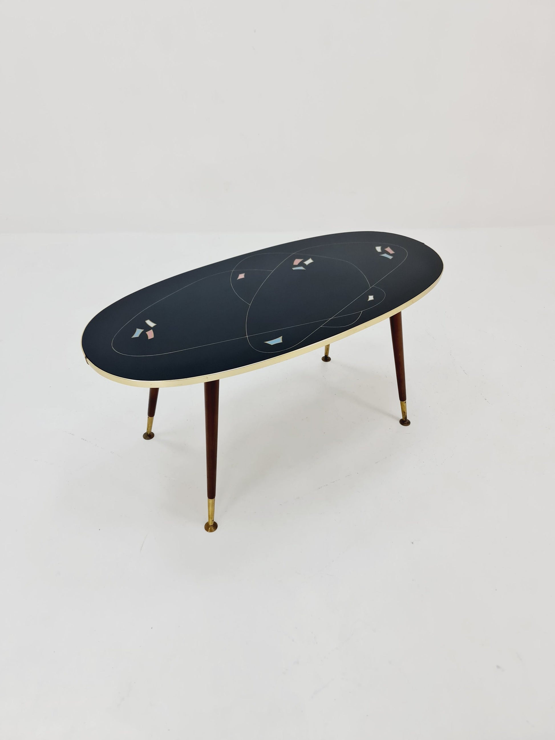 German Mid-Century Glass & Brass Coffee Table By Else, 1950s
