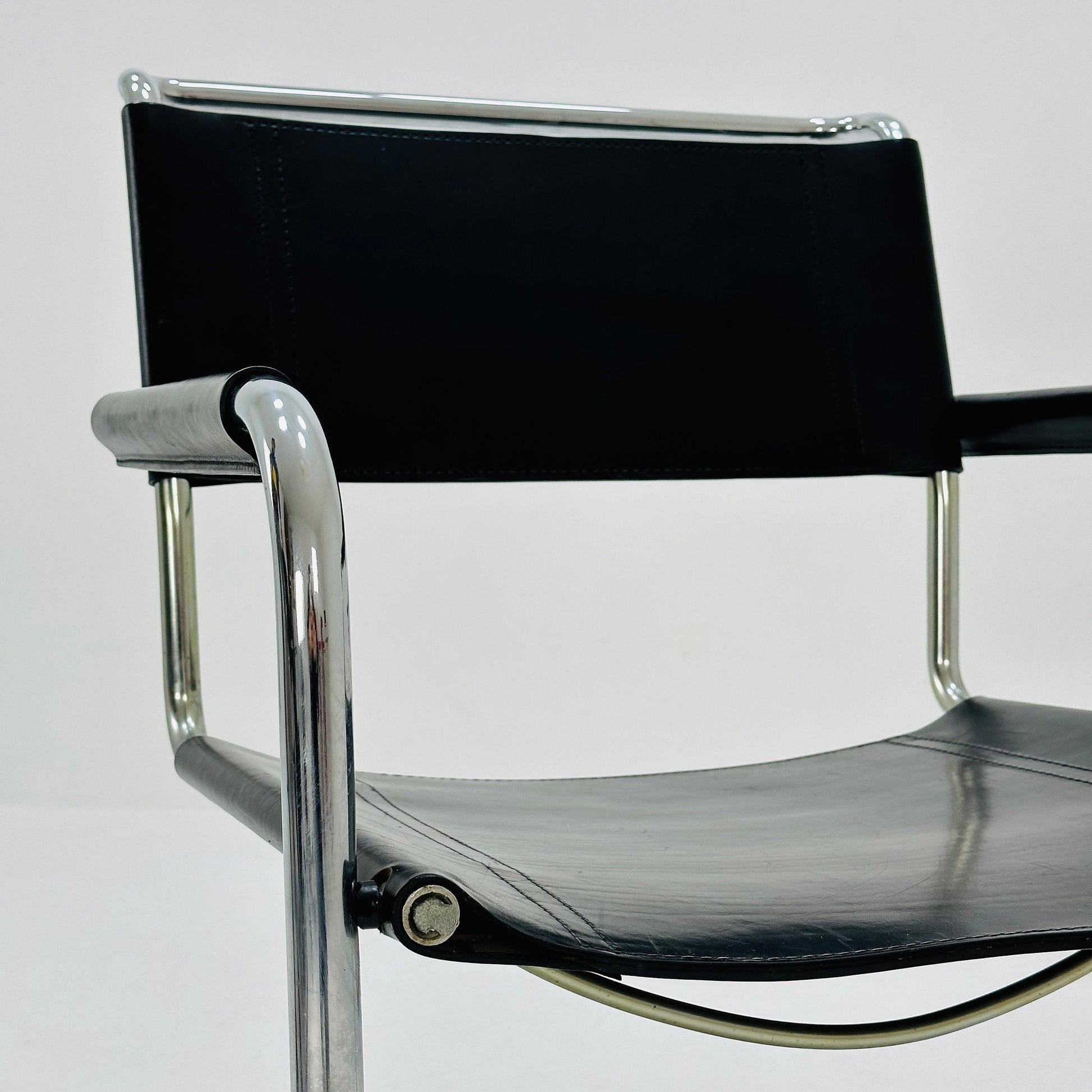 Set of 2 black S34 tubular steel chairs by Mart Stam for Jox Interni - 1970s