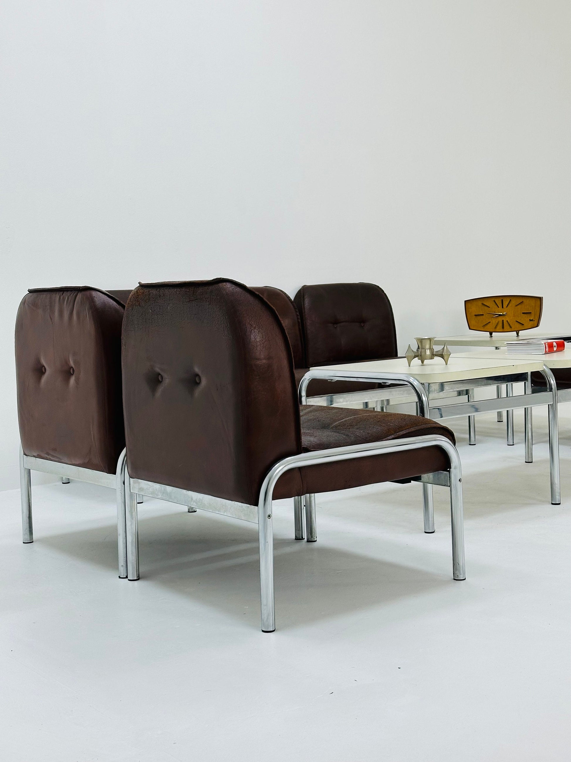 Mid century original vintage Girsberger Eurochair design seating group , Switzerland 1980s